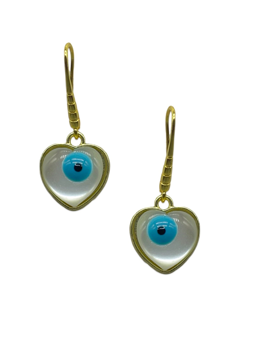 Heart Evil Eye Dangler Earrings
