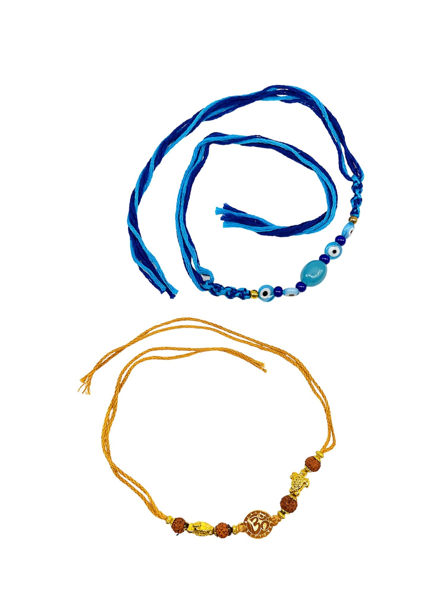(Set of 2) Evil Eye Om Turtle Rakhi Bracelet For Bhai Bro