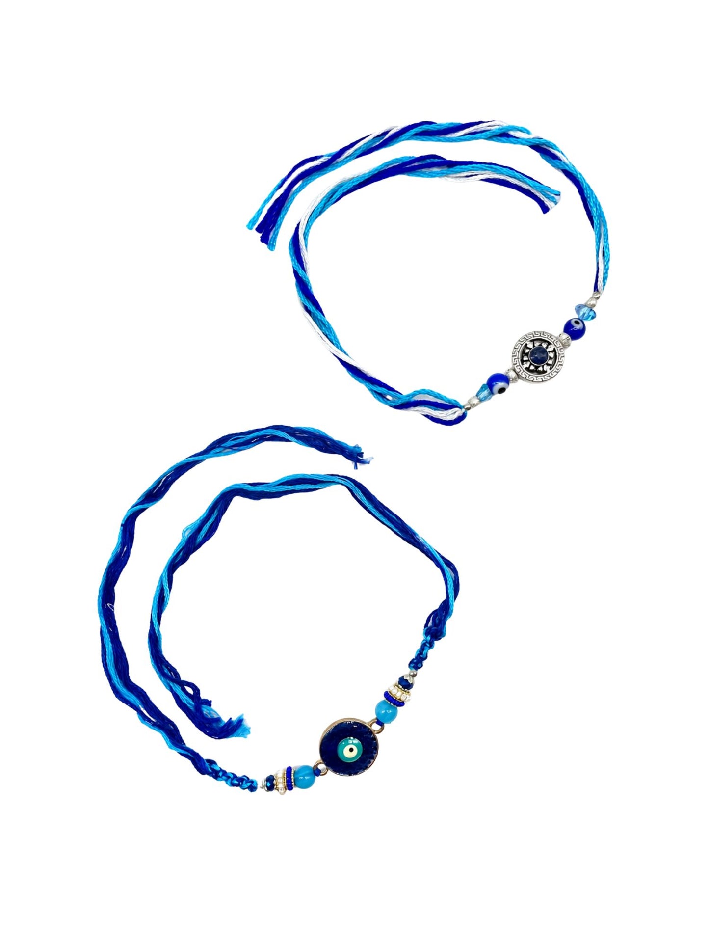 (Set of 2) Evil Eye Tibetan Rakhi Bracelet For Bhai Bro