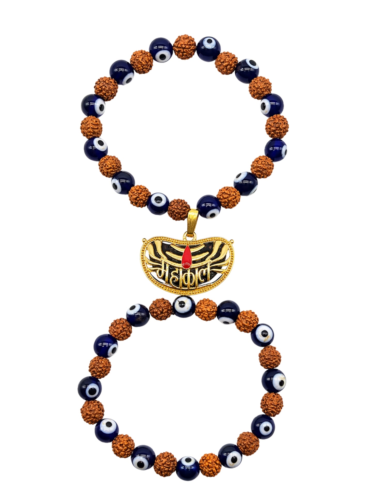 (Set of 2) Mahakal Evil Eye Rudraksha Bracelet Rakhi Bro