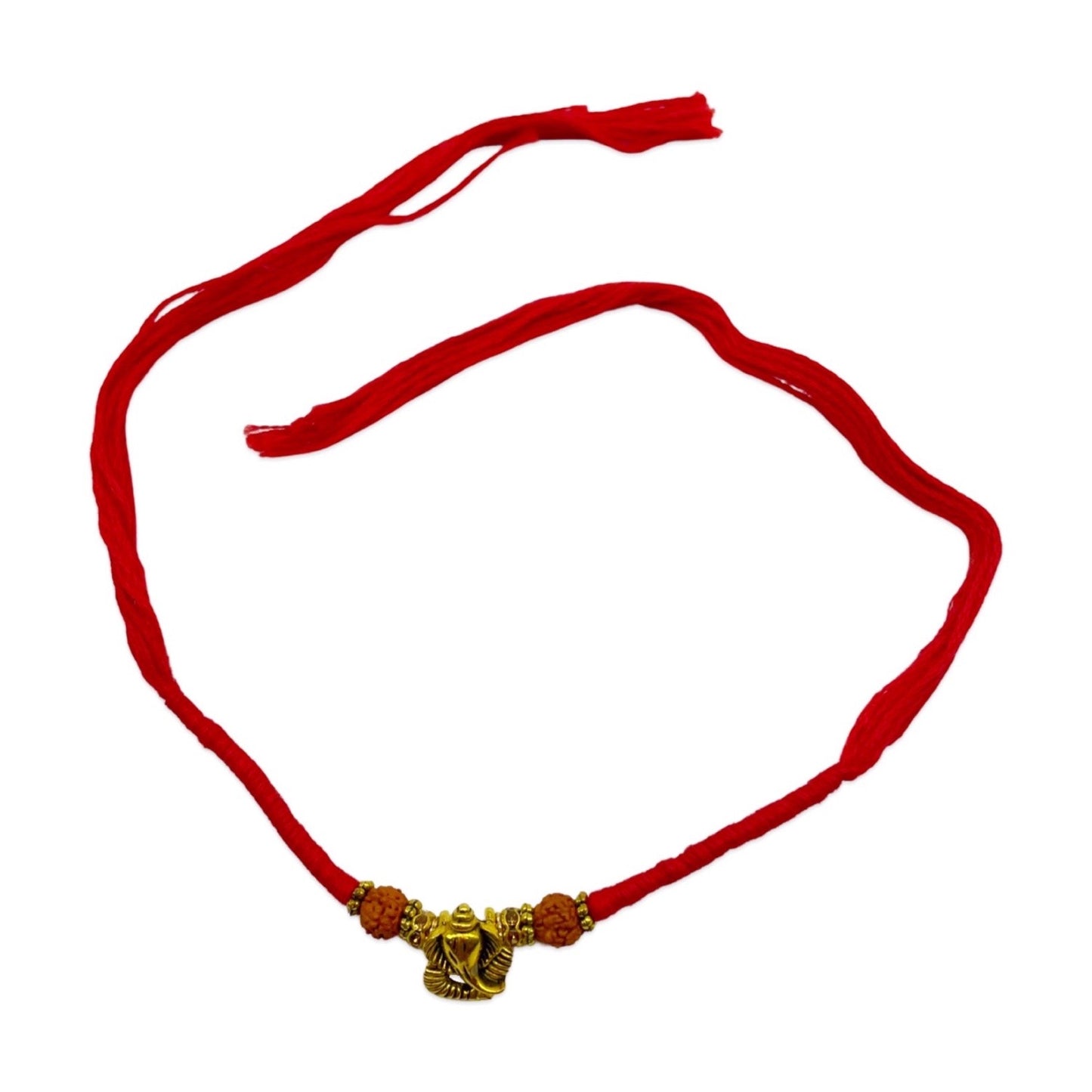 Gold Plated Lord Ganesha With Rudraksha Rakhi Bracelet for Raksha Bandhan