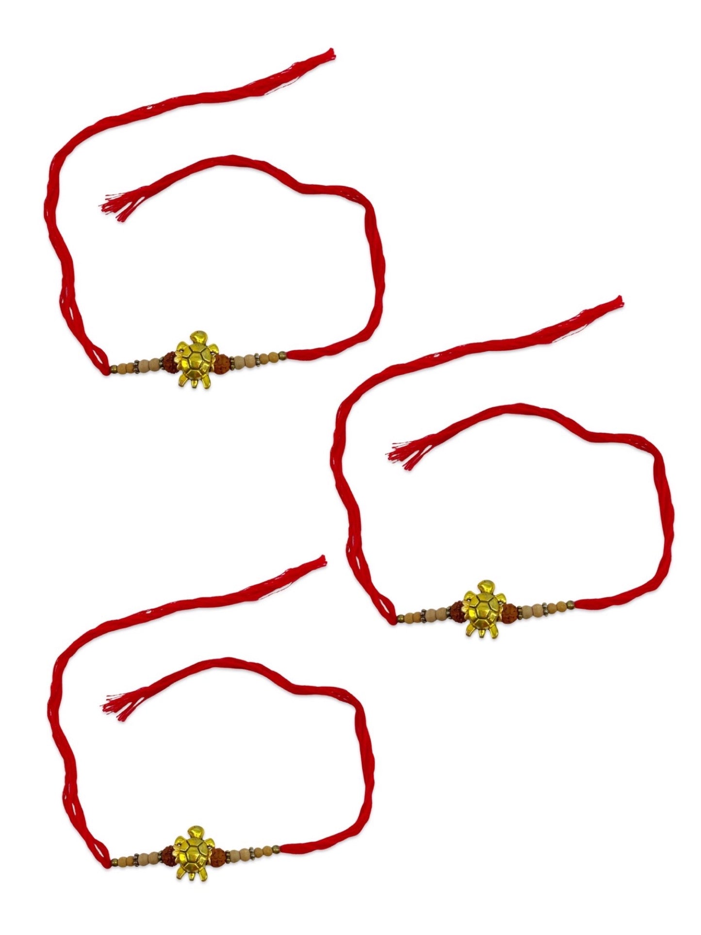 (COMBO Of 3) Tortoise With Rudraksha & Chandan Beads Rakhi for Raksha Bandhan
