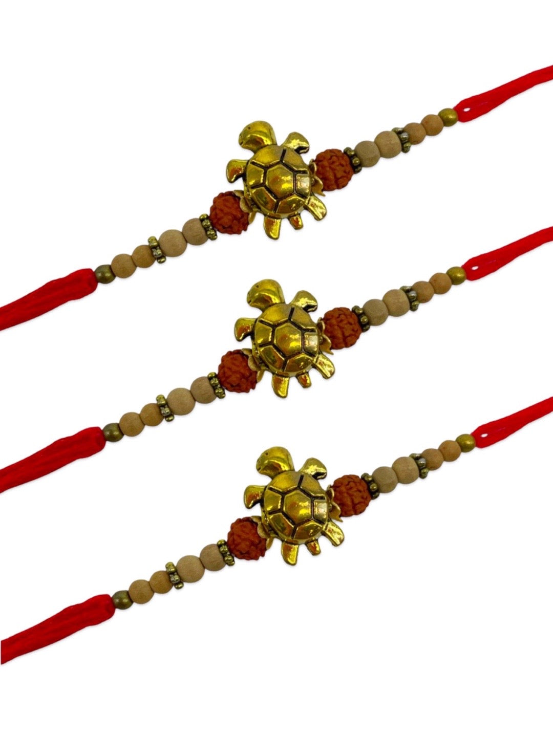 (COMBO Of 3) Tortoise With Rudraksha & Chandan Beads Rakhi for Raksha Bandhan
