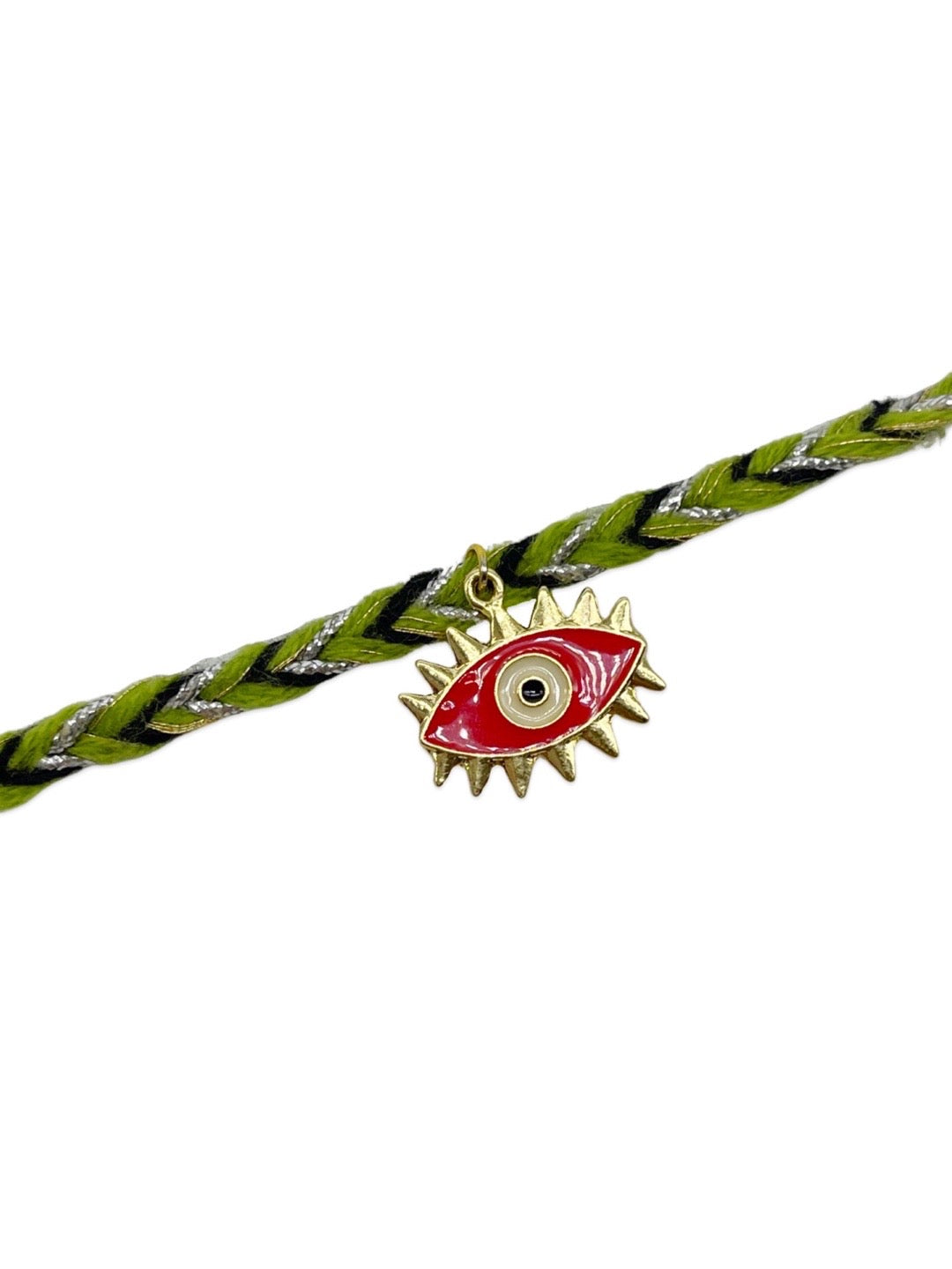 Gold Plated Red Evil Eye Rakhi Bracelet for Raksha Bandhan