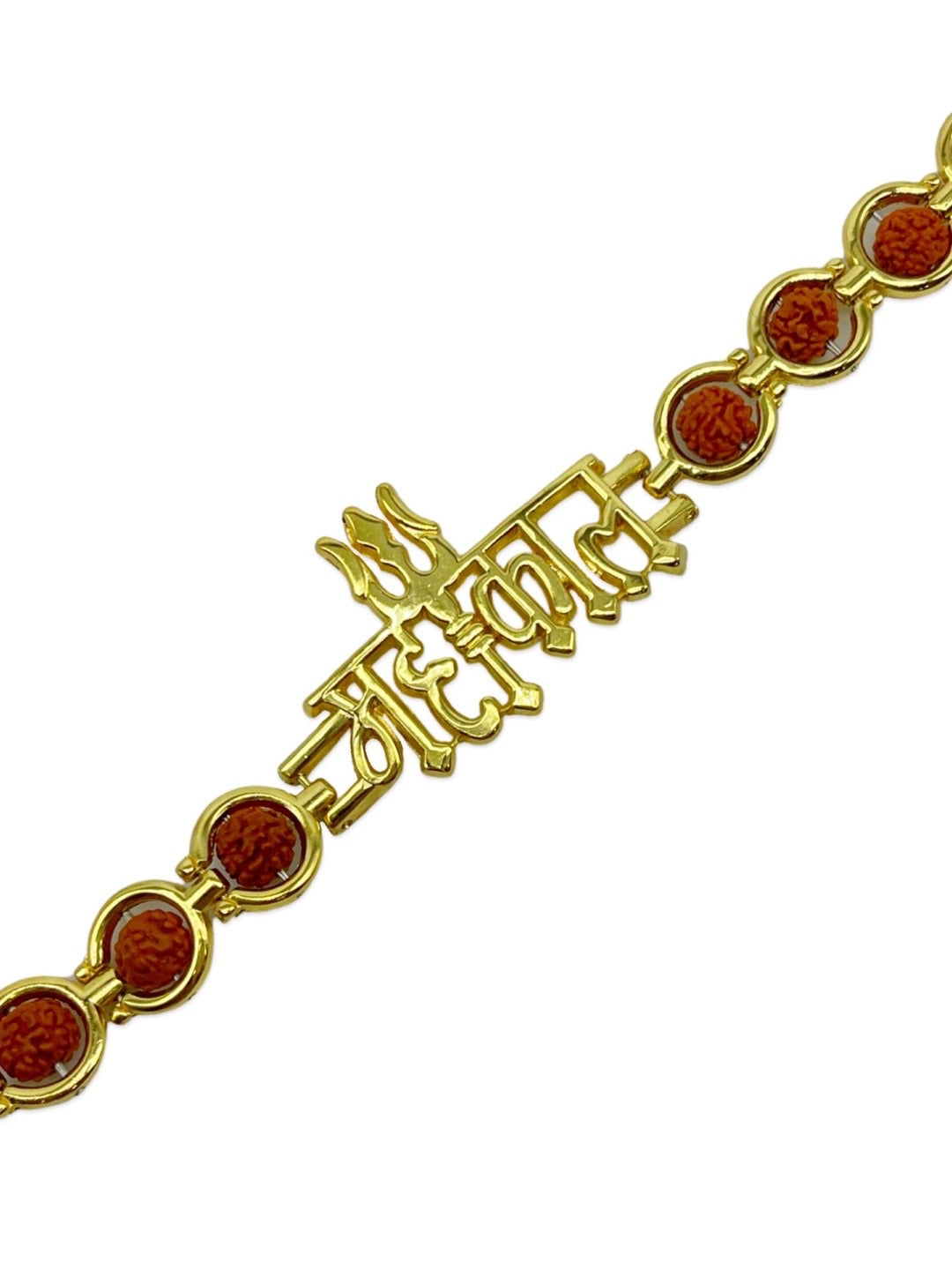 Rakhi Bracelet Gold Plated Mahakal Pendant With Rudraksha & Trishul