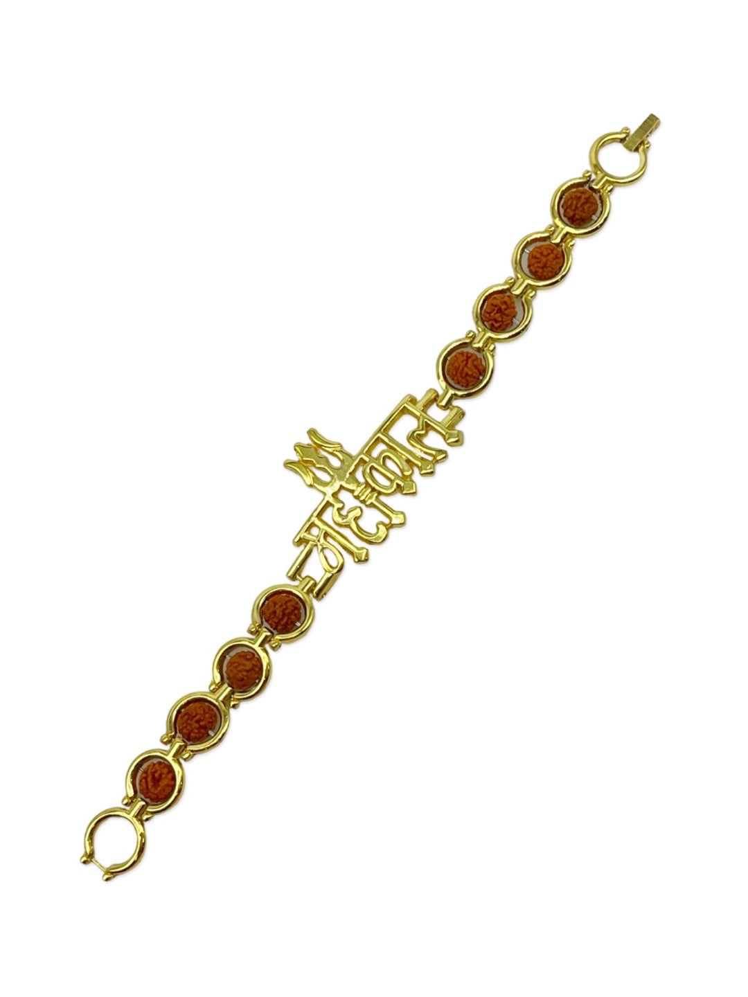 Rakhi Bracelet Gold Plated Mahakal Pendant With Rudraksha & Trishul