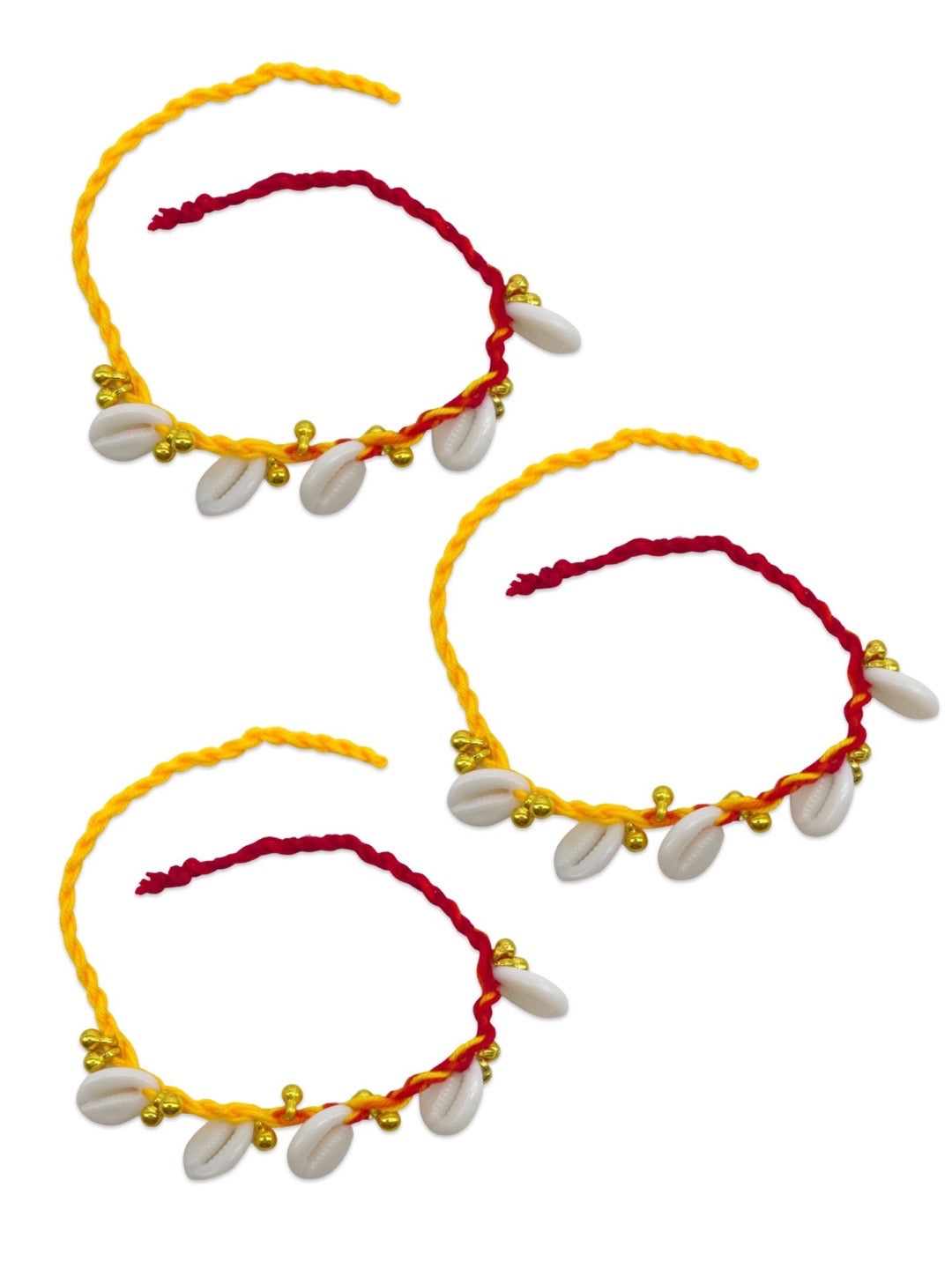 (COMBO OF 3) Sea-shell With Ghungroo Rakhi Bracelet for Raksha Bandhan