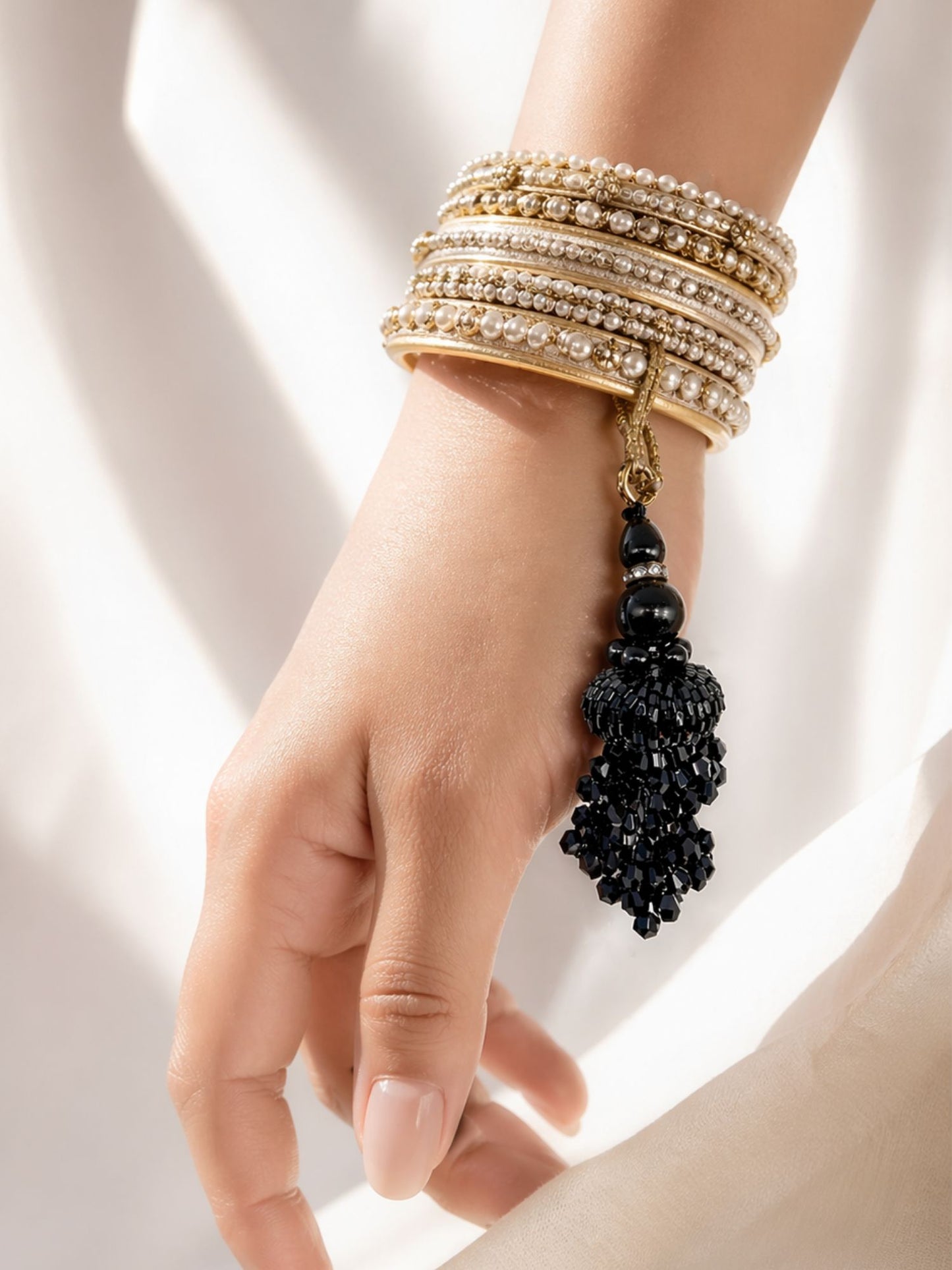 (Set of 2) Buddha Charm Black Bead Lumba Rakhi Bhaiya Bhabhi