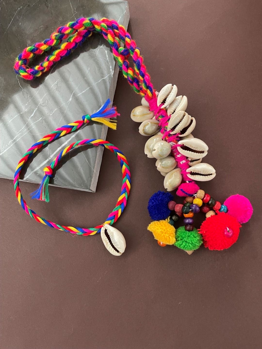 (COMBO OF 2) Fancy Sea-shell Lumba Rakhi for Happy Raksha Bandhan Festival | Best Rakhi Online | Colorful Thread Bracelet for Bhaiya & Bhabhi | Cute Gift for Rakhee Celebration