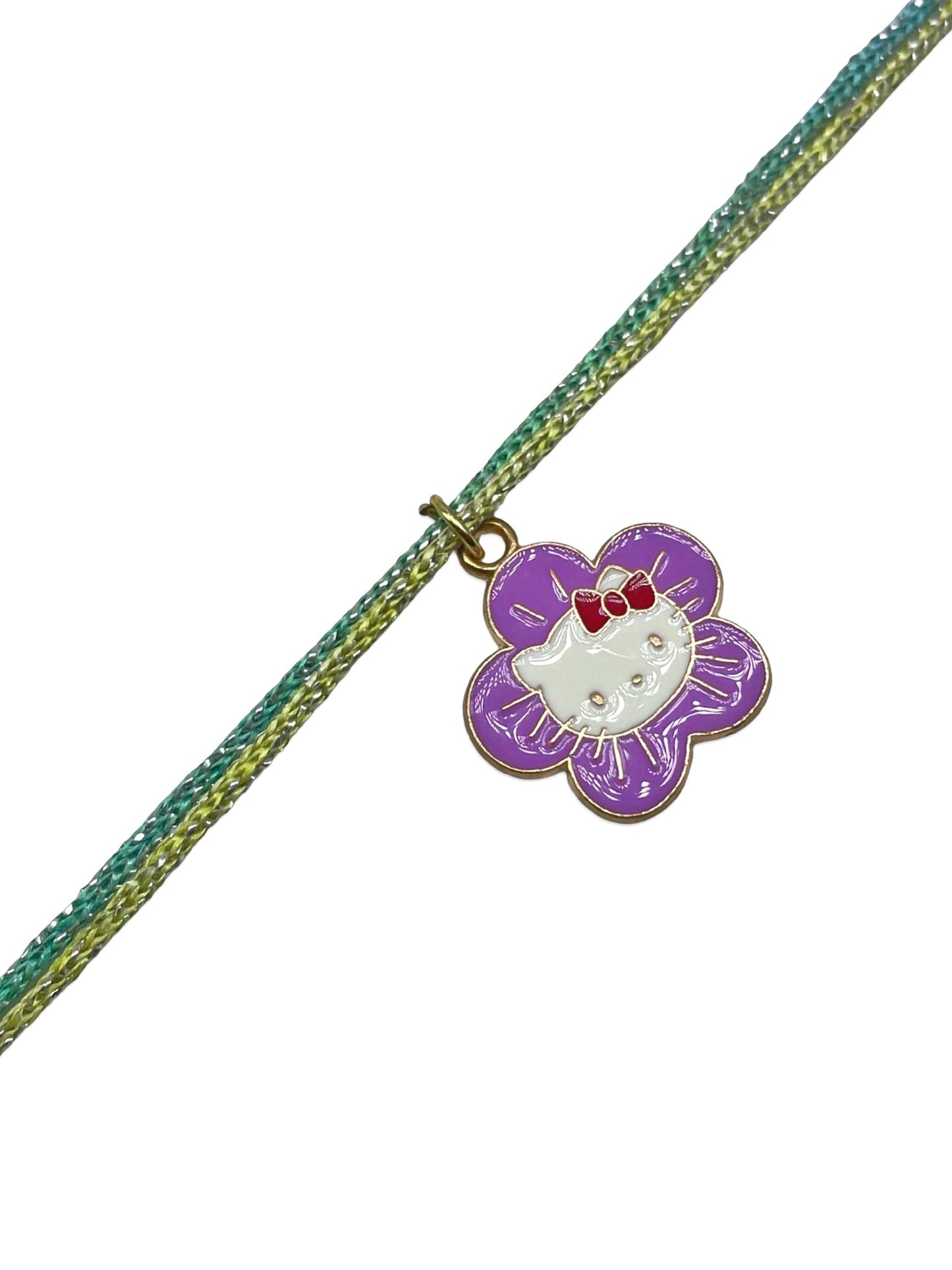 Purple Flower With Cat Charm Rakhi Lumba