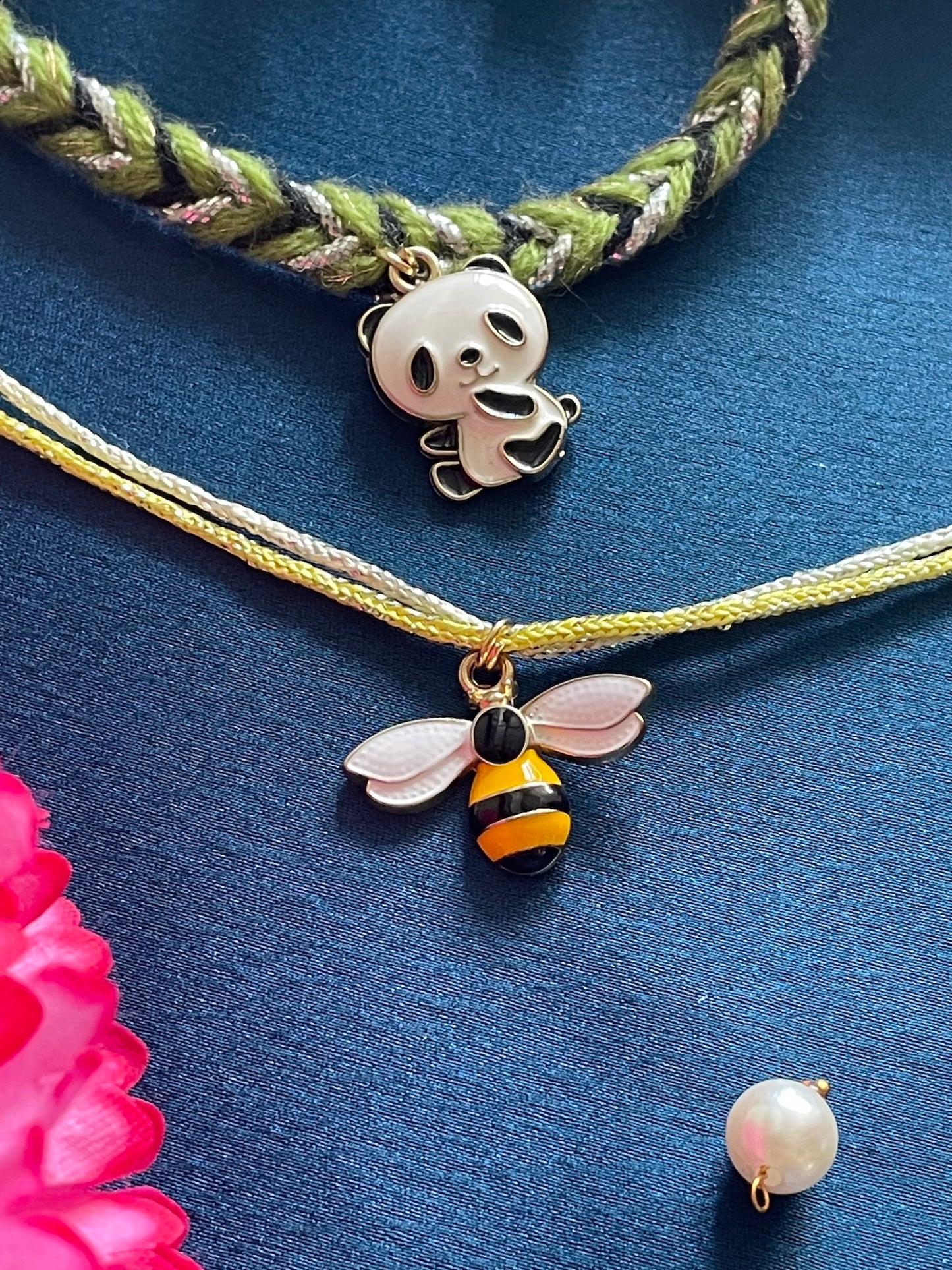 (Set of 2) Honey Bee Panda Charm Rakhi Lumba