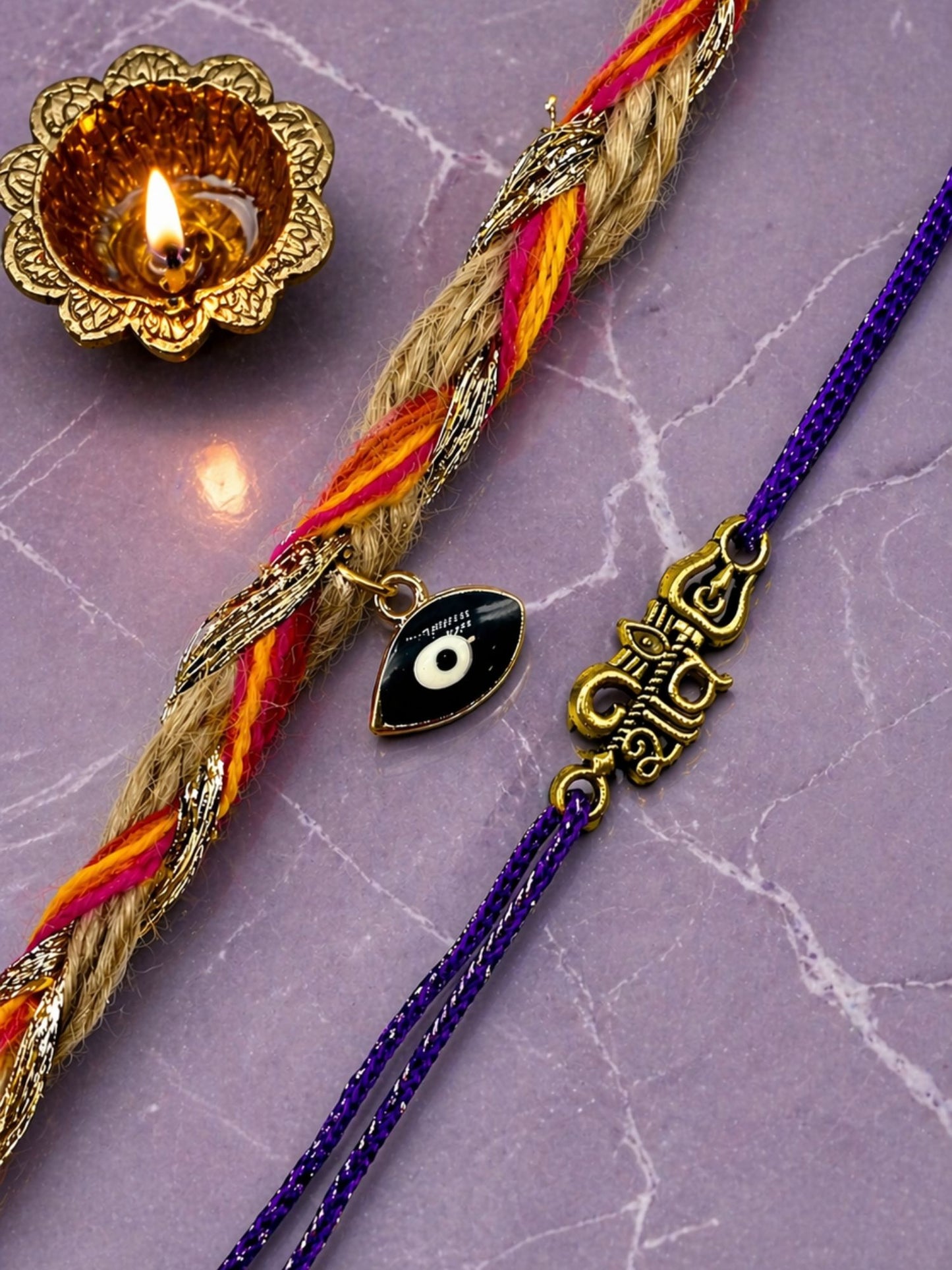 (Set of 2) Evil Eye Shiv Bracelet Rakhi For Bhai Bro
