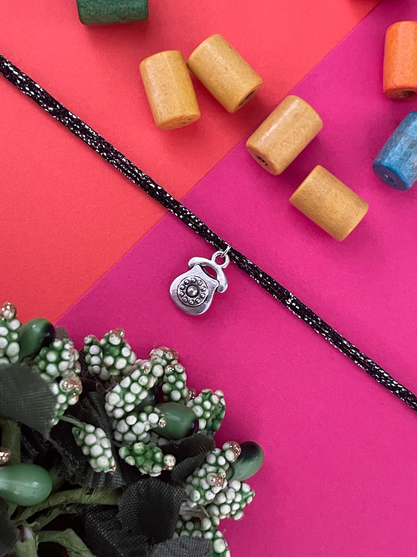 Telephone Charm Pendant Thread Rakhi