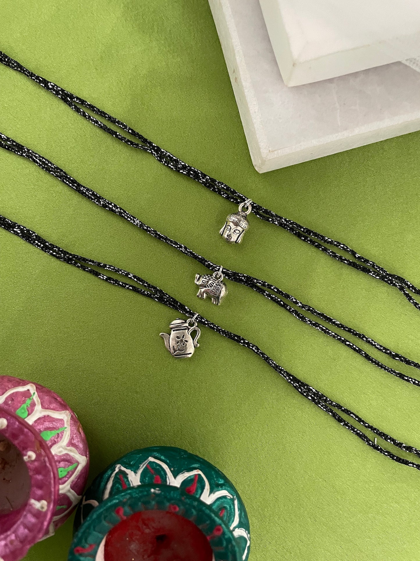 (Set of 3) Buddha/Elephant/Tea Kettle Rakhi Lumba