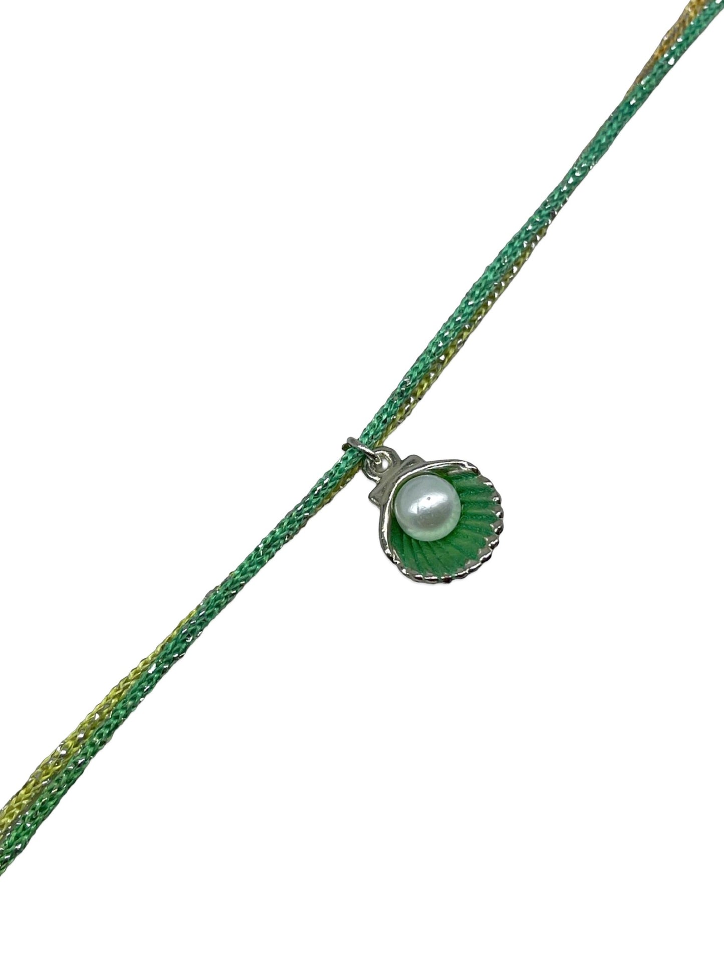 Green Shell With Pearl Charm Rakhi Lumba