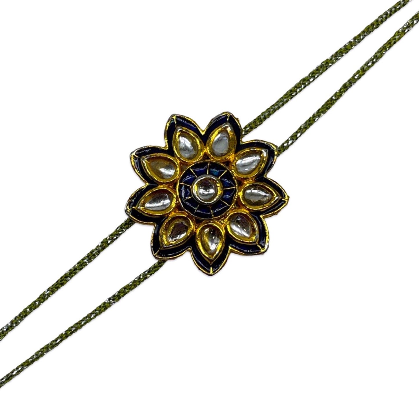(Set of 2) Flower Kundan/Tassel Lumba Rakhi