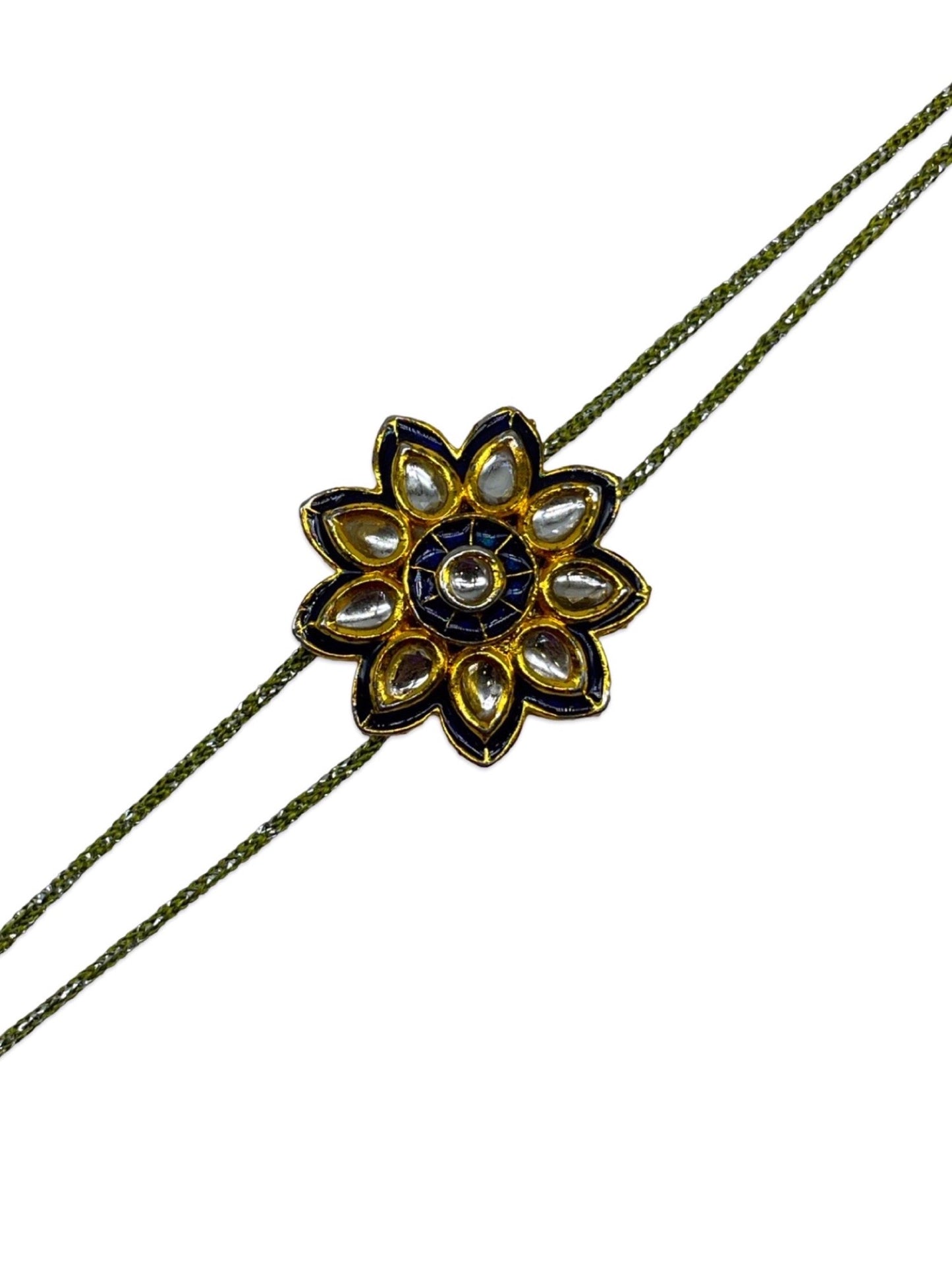 Flower Kundan Big Rakhi Lumba