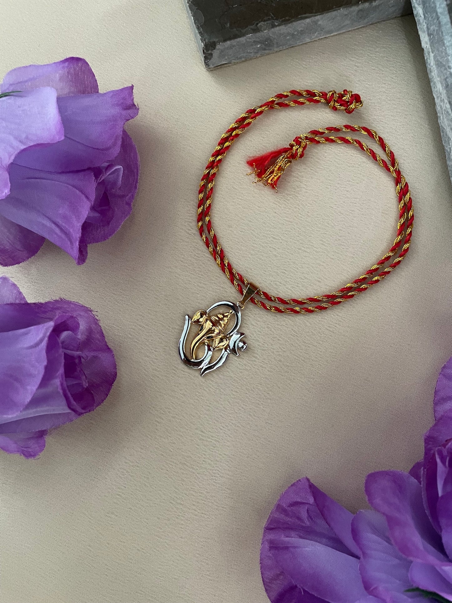 Gold-Silver Ganesha Rakhi Lumba