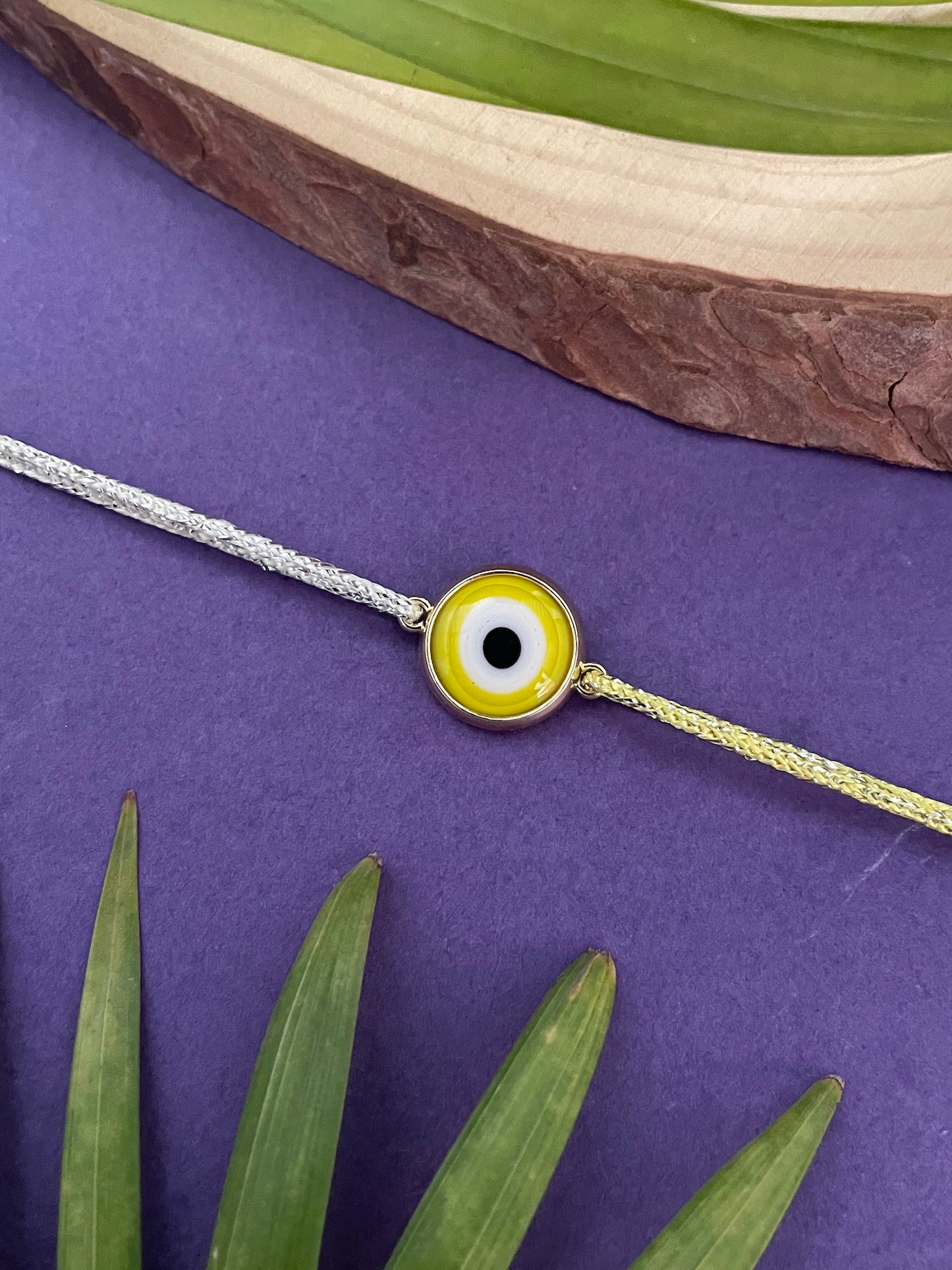 Yellow Evil Eye Charm Rakhi Lumba
