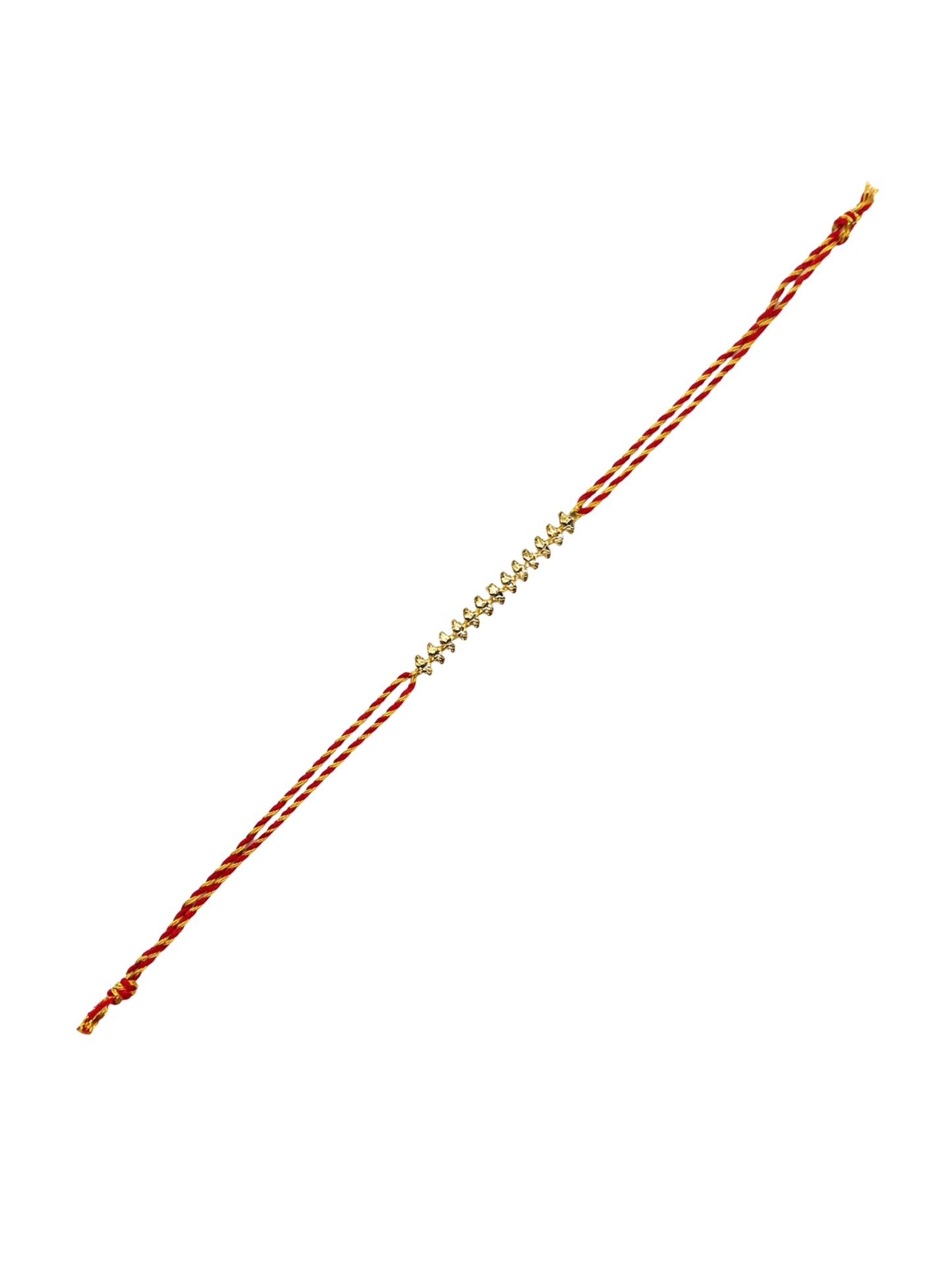 Red Gold Thread Leaf Chain Rakhi Bracelet For Bhai Bhaiya Bro