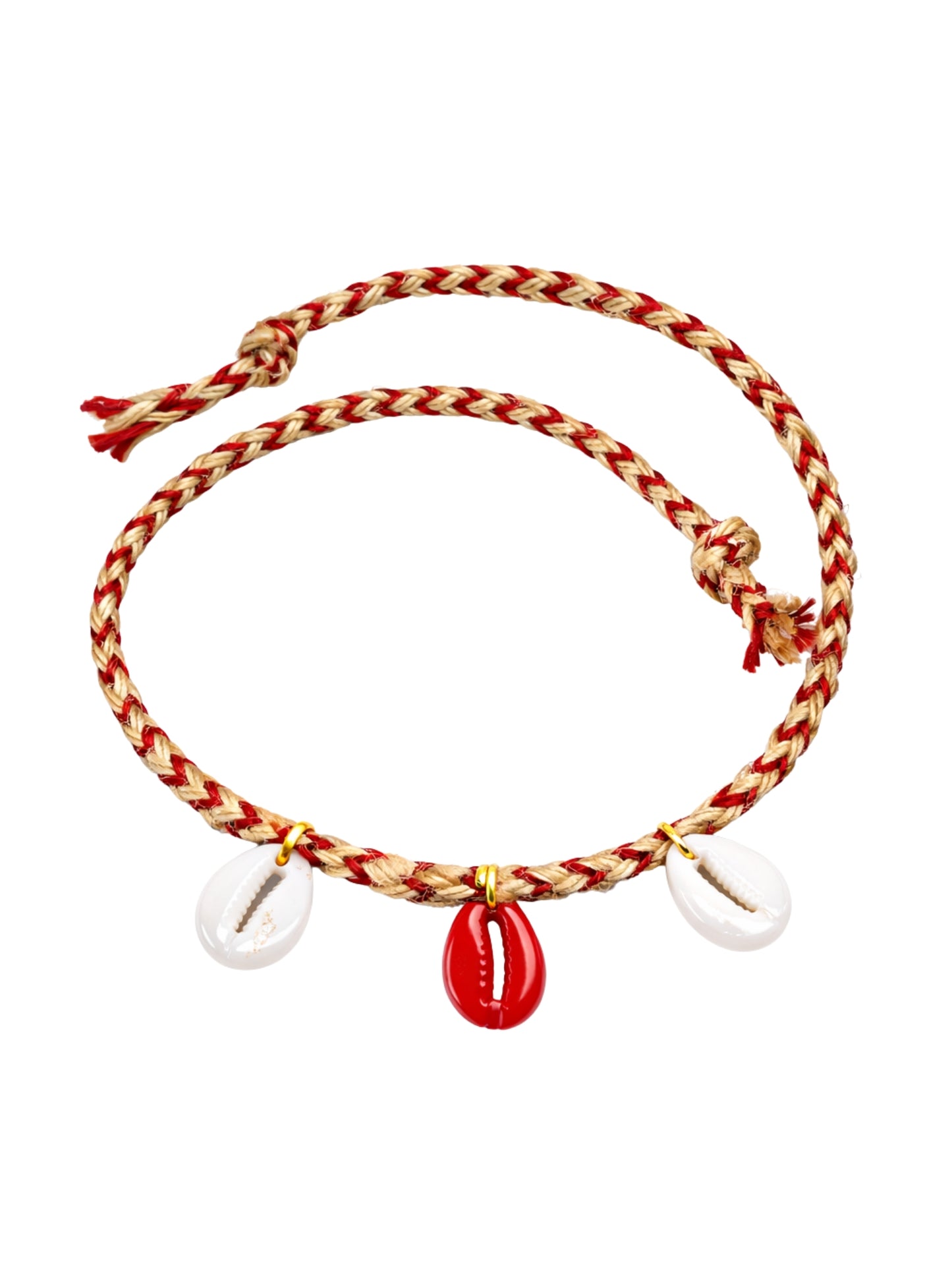 Jute Red Thread Cowrie Shell Rakhi Bracelet For Bhai Bhaiya Bro