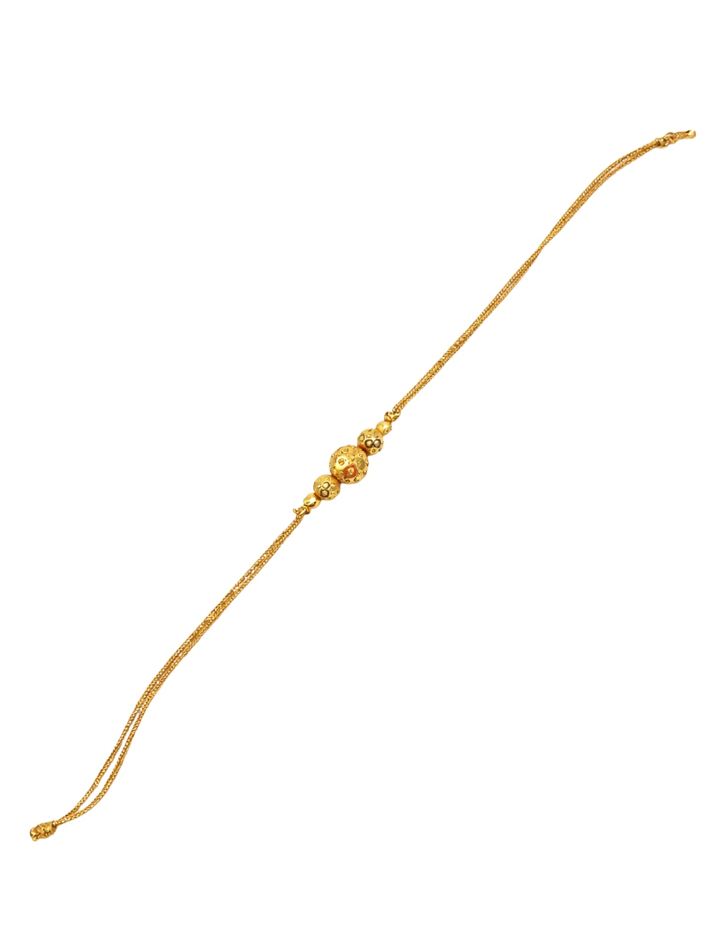 Gold Bead Rakhi Bracelet For Bhai Bhaiya Bro Golden Thread