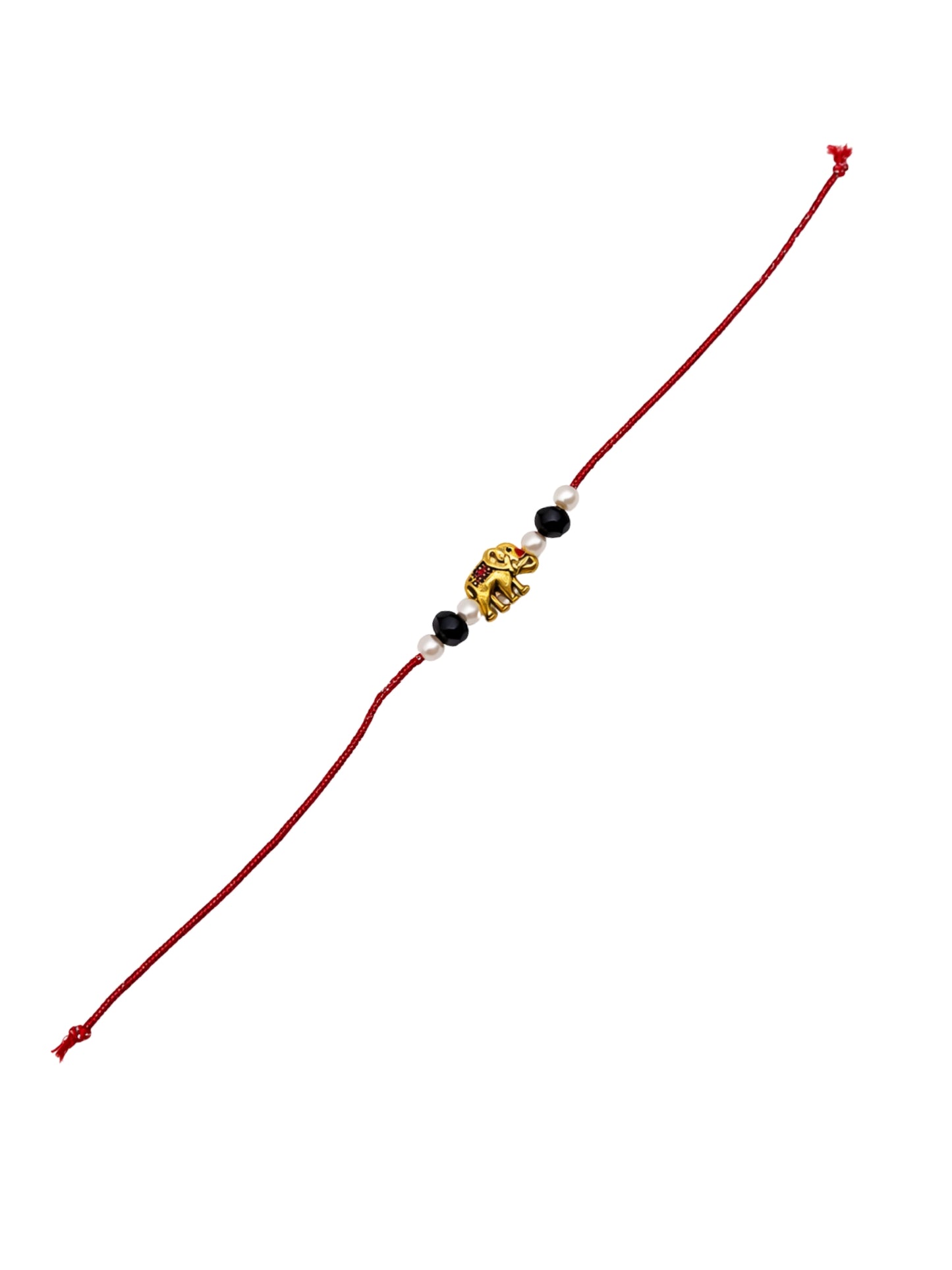 Elephant Charm Pearl Rakhi Bracelet Red For Bhai Bhaiya Bro