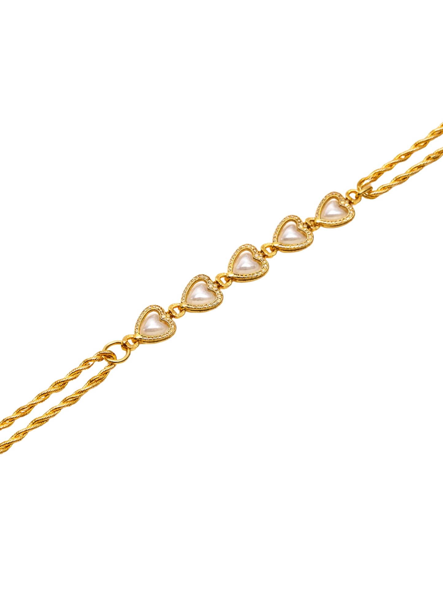 Gold-Plated Heart Pearl Bracelet Rakhi For Bhai Bhaiya Bro