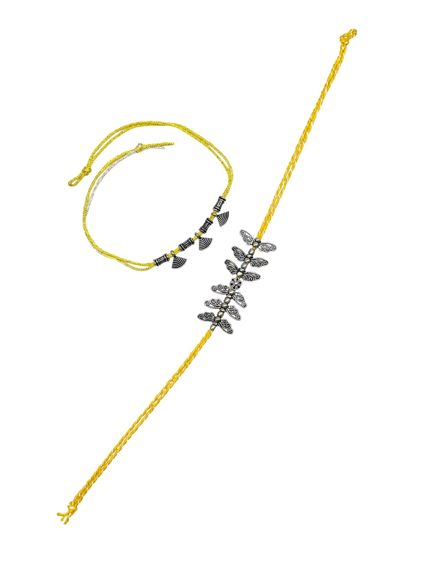 (Set of 2) Tribal Boho Butterfly Charm Rakhi Bracelet Bhai Bro