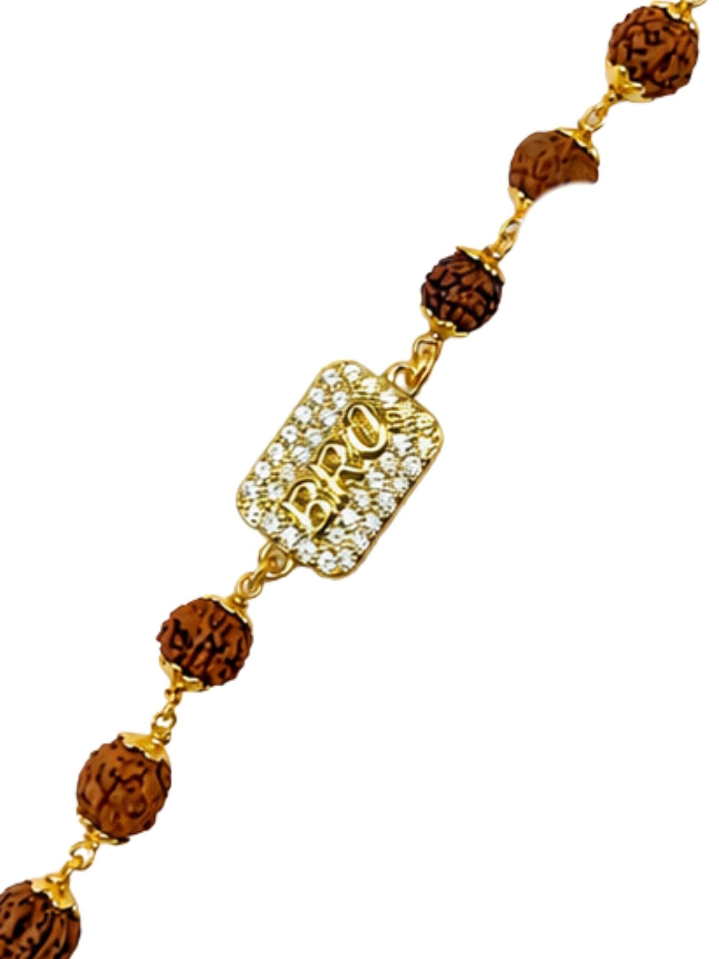 BRO Charm AD Stone Rudraksha Rakhi Bracelet for Bhaiya