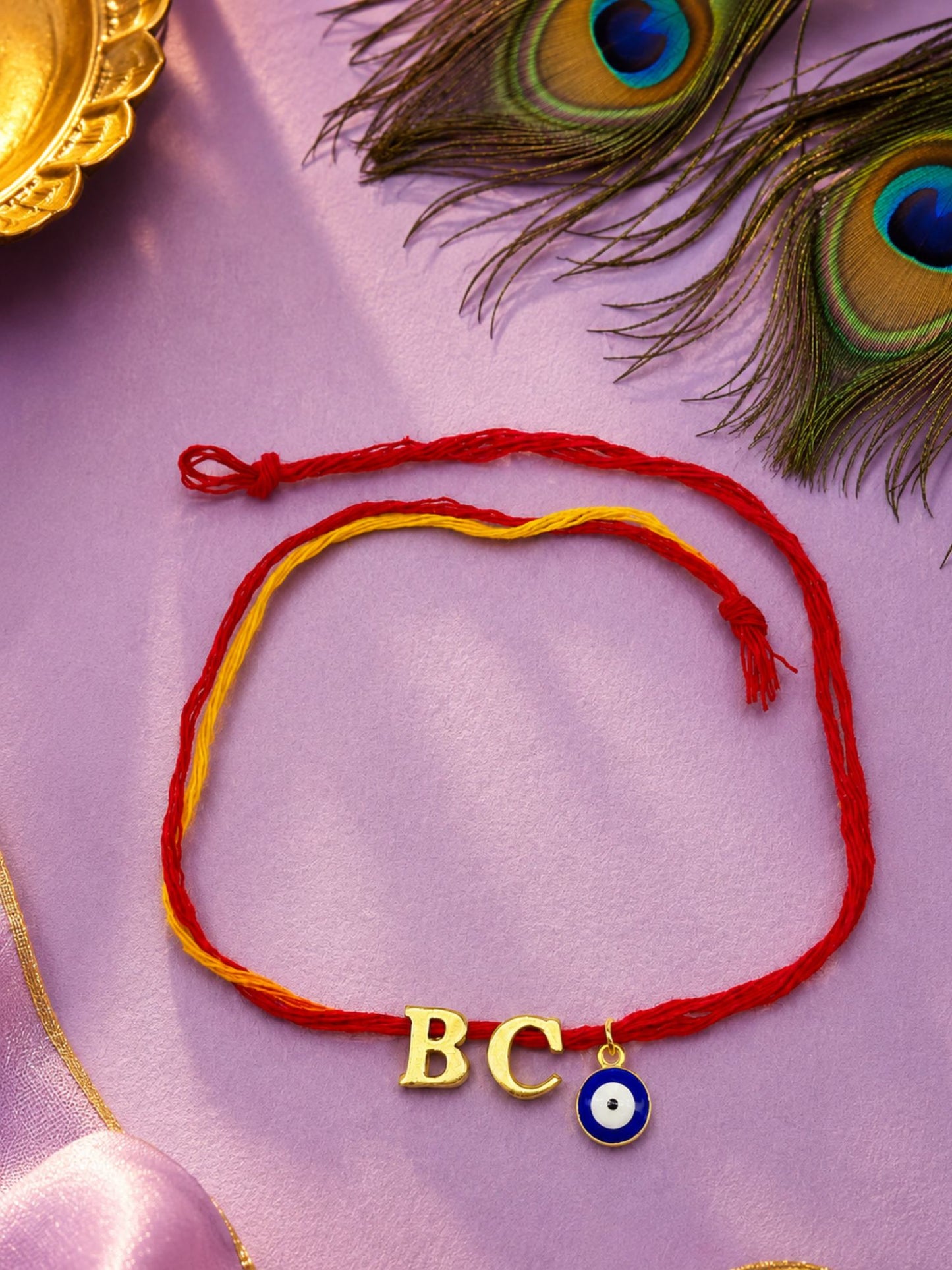 2 Initial With Evil Eye Rakhi Mauli Thread for Brother Raksha Bandhan