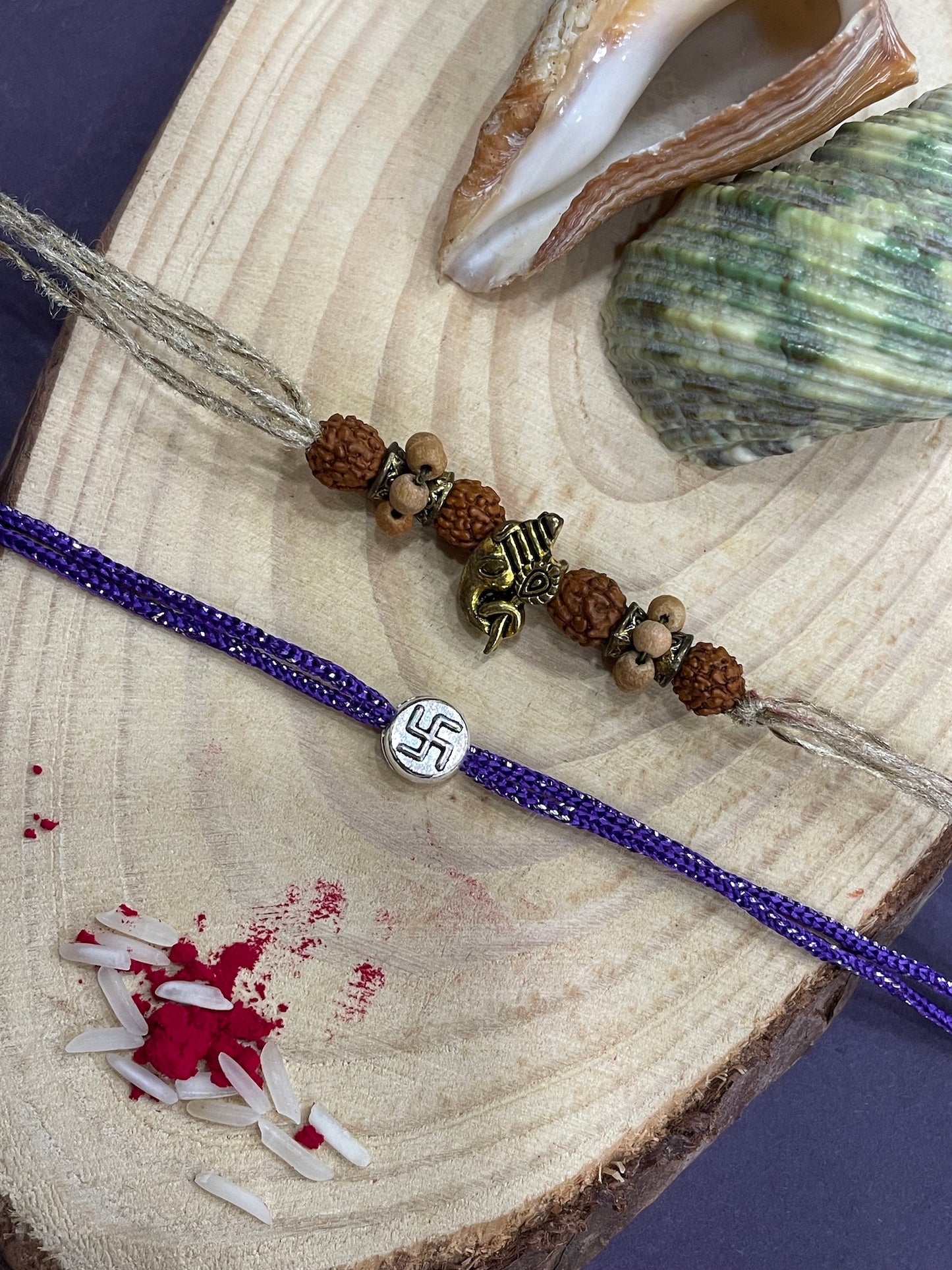 (Set of 2) Lord Ganesha & Om Swastik Rakhi
