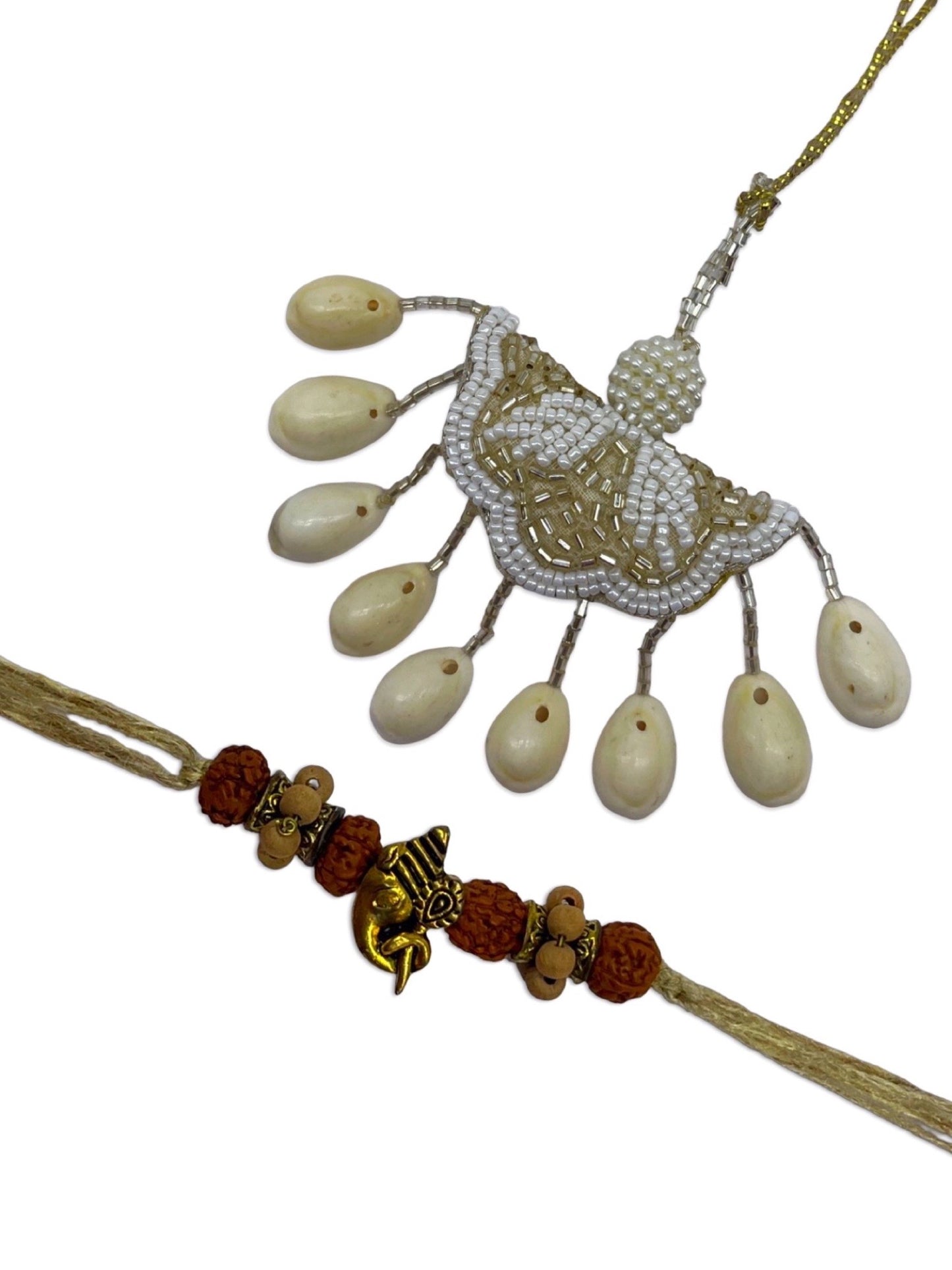 (Set of 2)Ganesha/Mirror Work With Ghungroo Lumba Rakhi