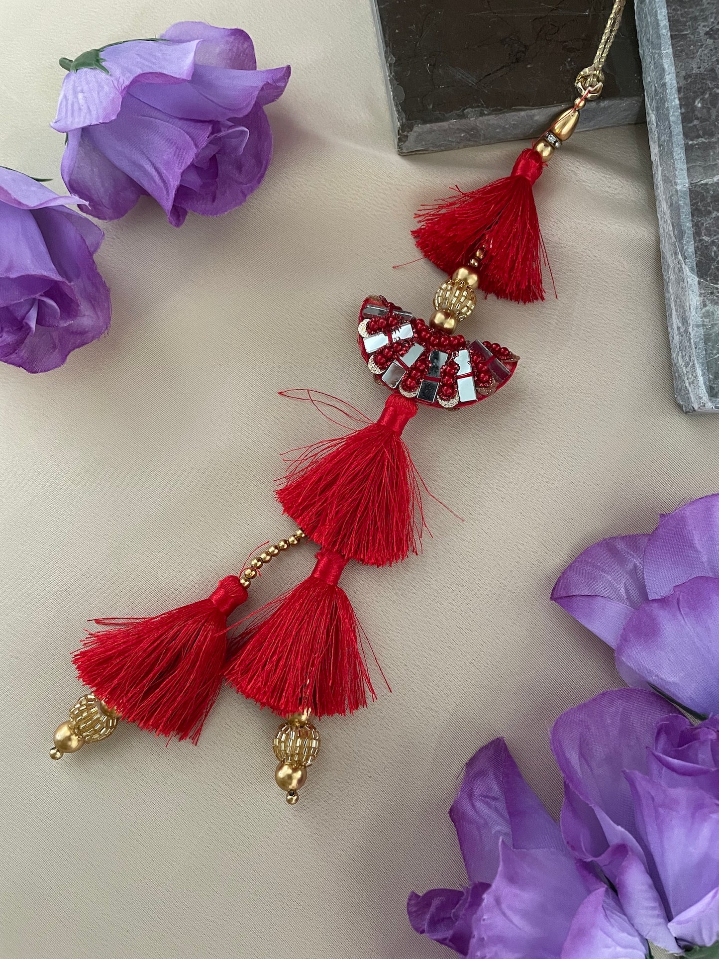 Tassel/Mirror Work Latkan Lumba Rakhi