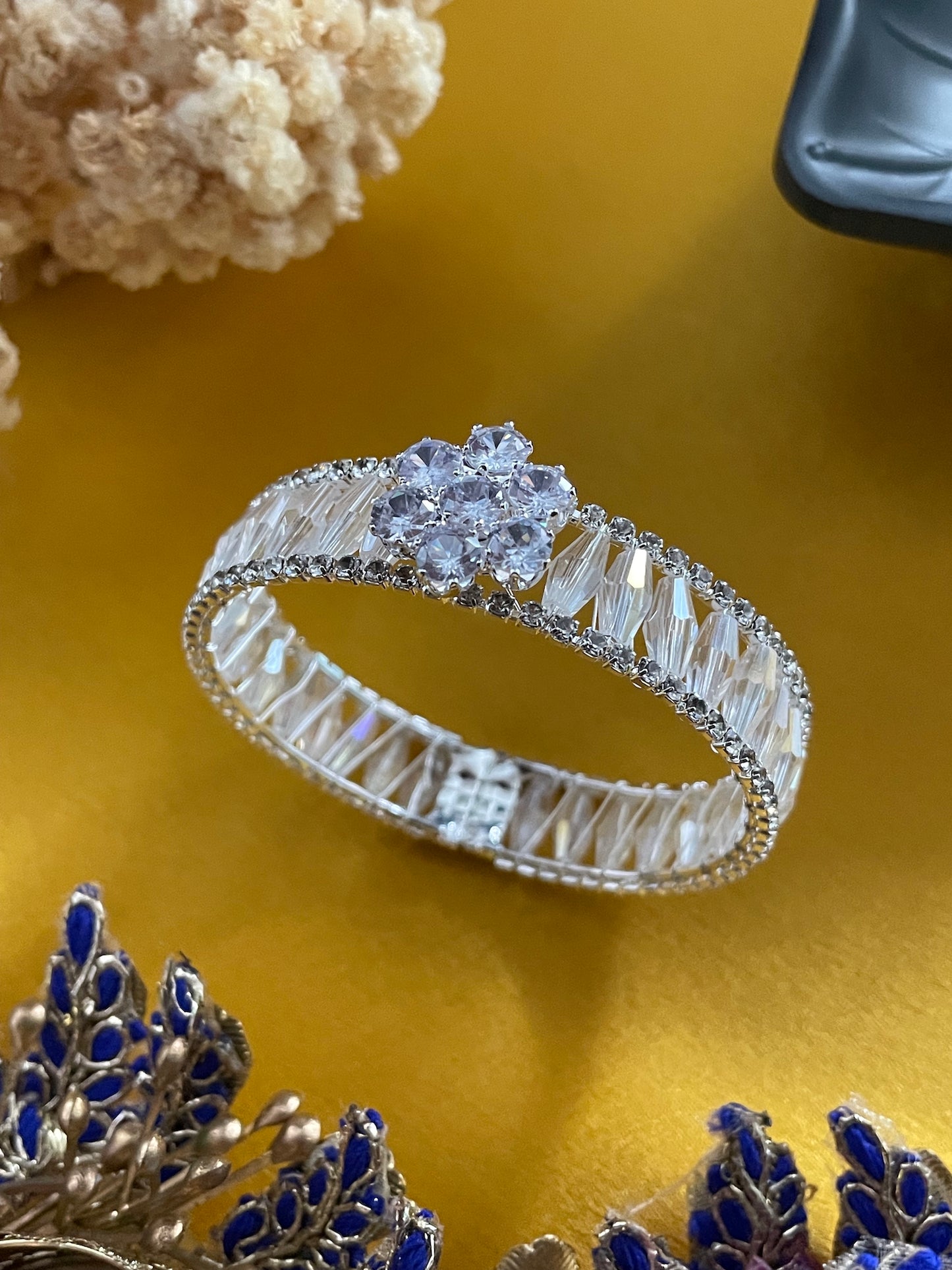 American Diamond Flower Kada Lumba Rakhi