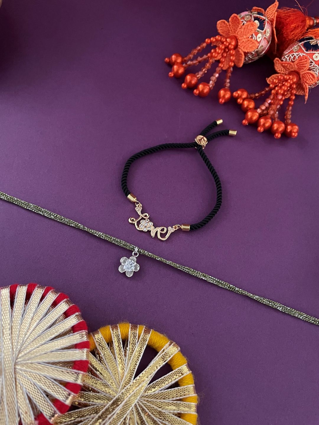 (Set of 2) LOVE/Flower Lumba Rakhi
