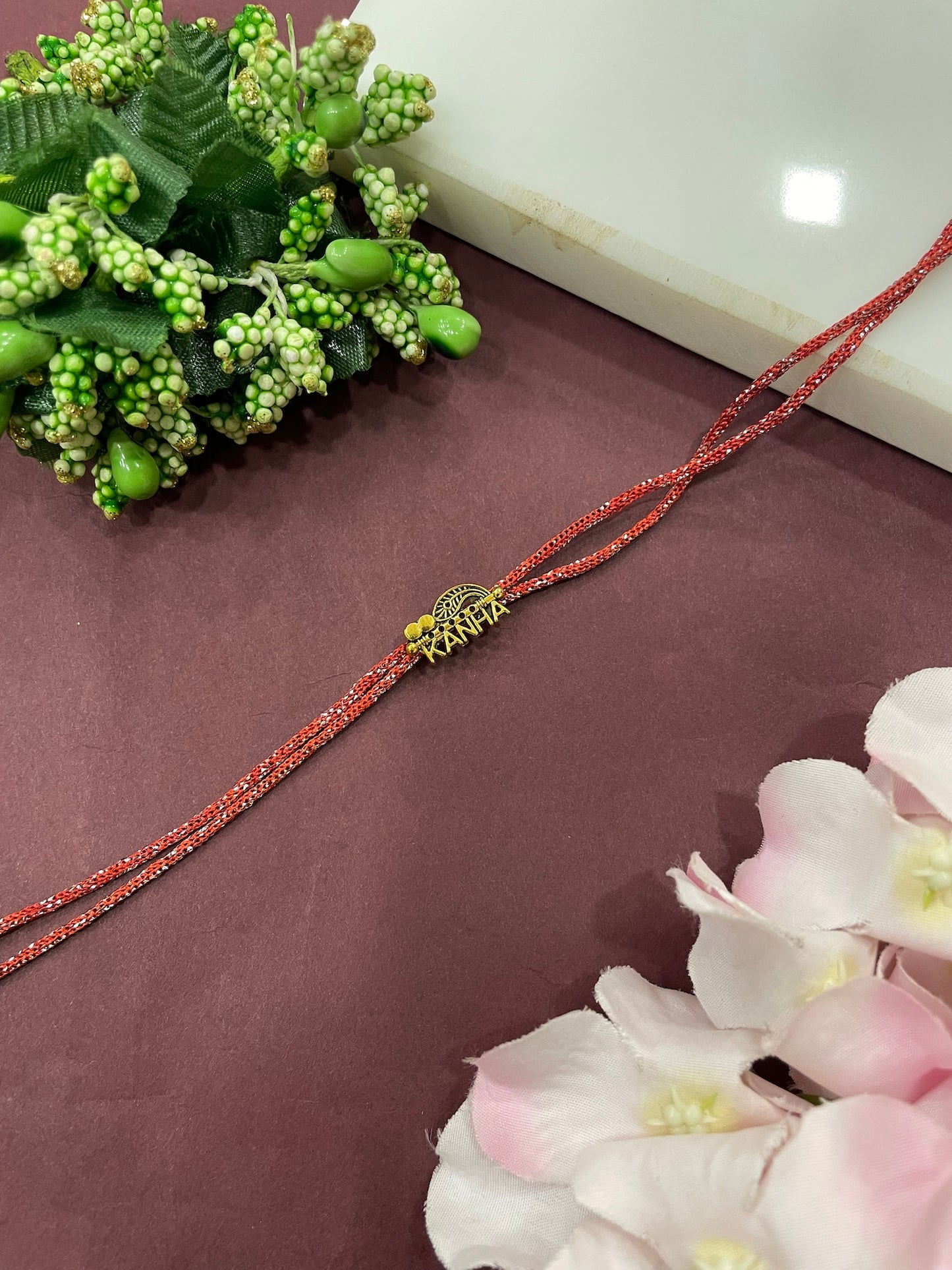 KANHA Name Feather Pendant Lumba Rakhi