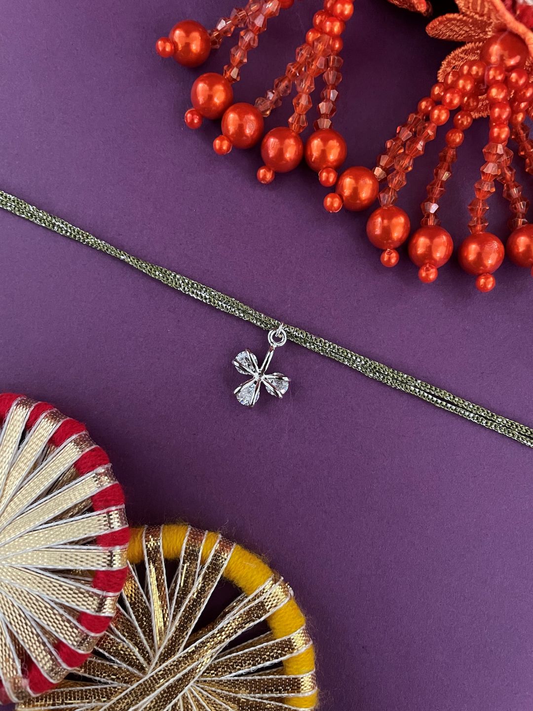 Flower Solitaire Charm Lumba Rakhi