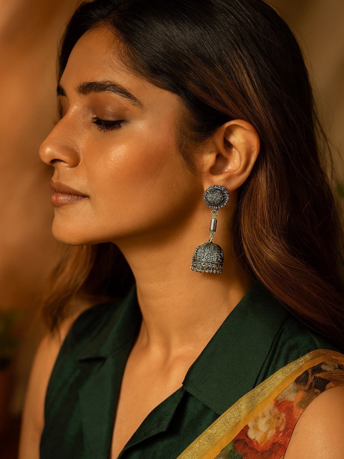 Jhumka Earring Flower & Ghungroo Design