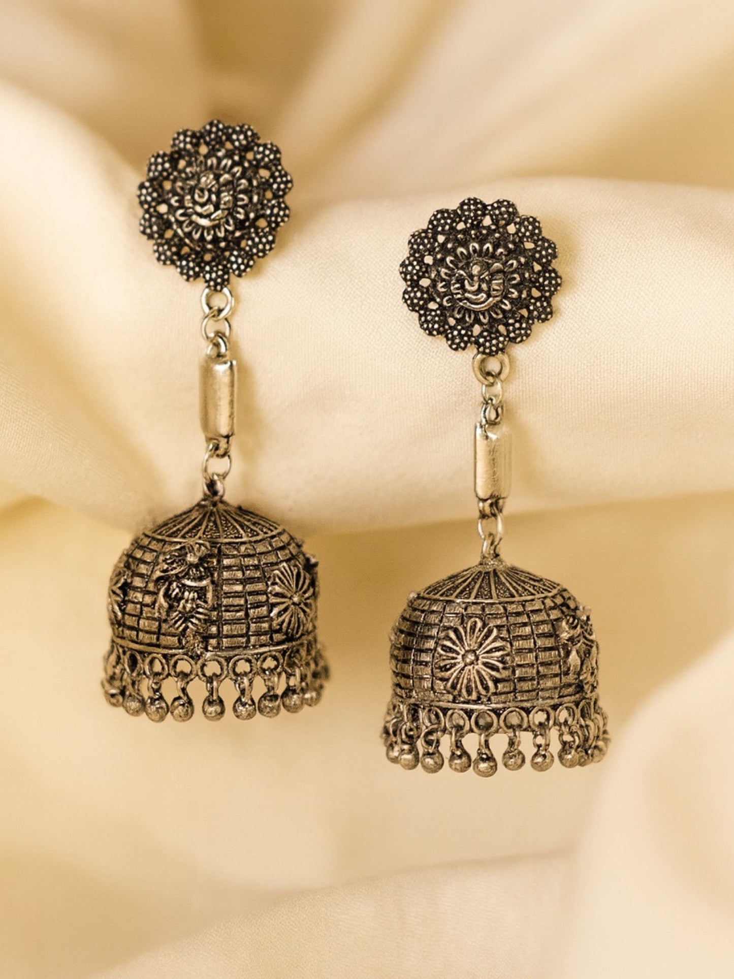 Jhumka Earring Flower & Ghungroo Design