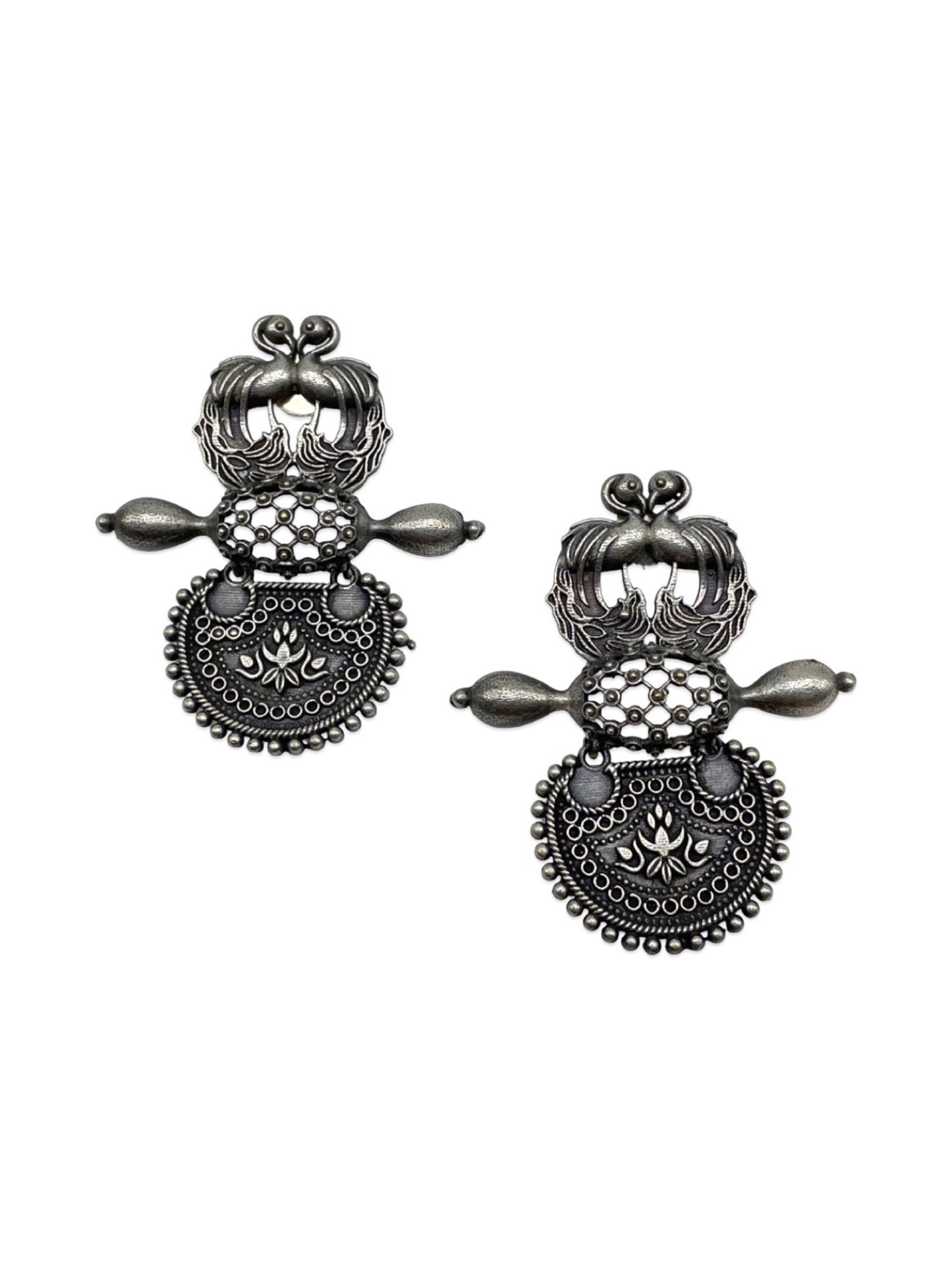Stud Earring Peacock & Flower Design