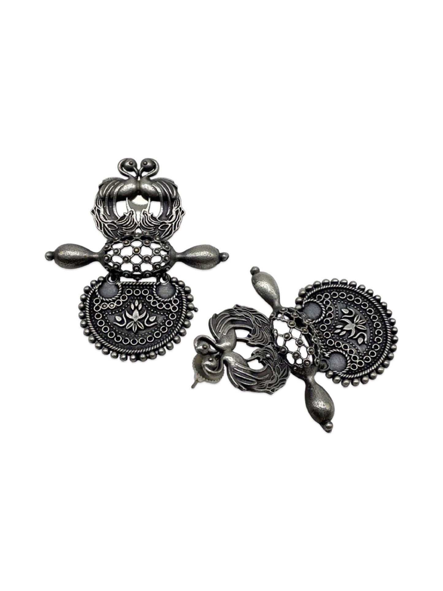 Stud Earring Peacock & Flower Design