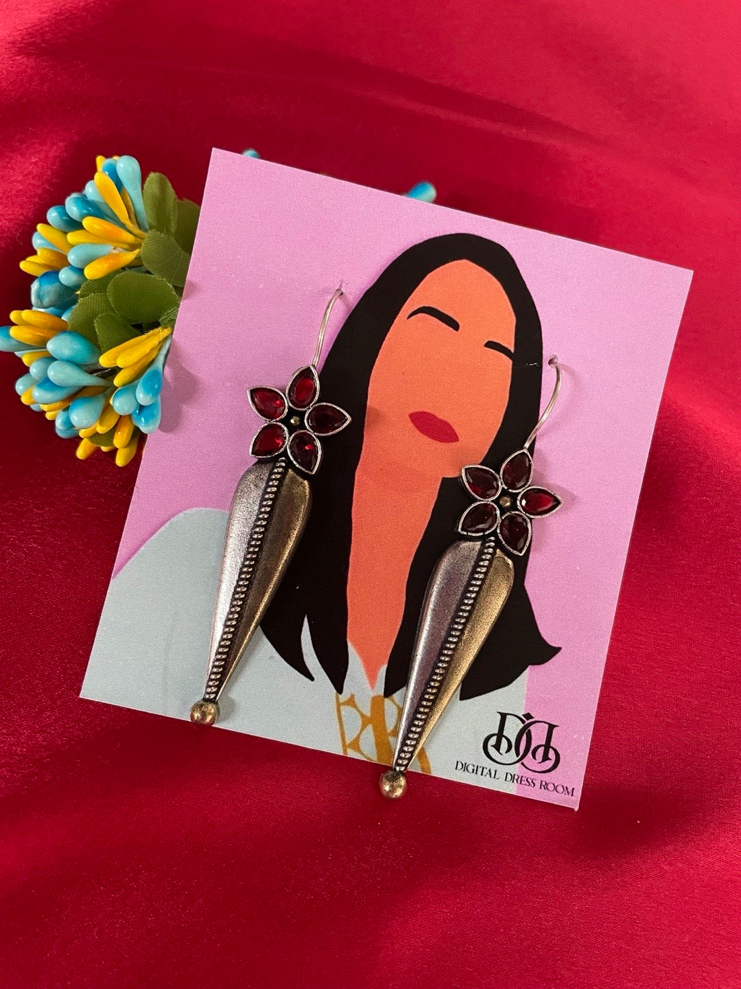 Dangler Floral Silver Earrings