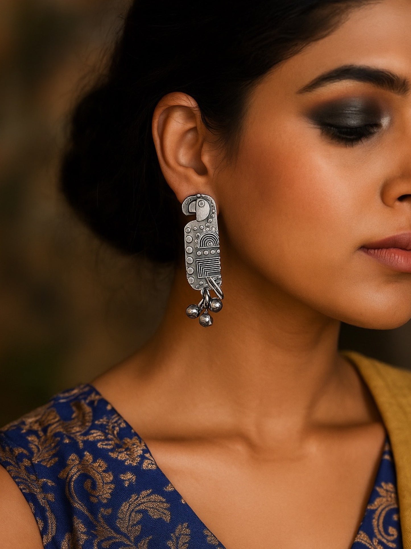 Stud Earring Parrot With Ghungroo Design