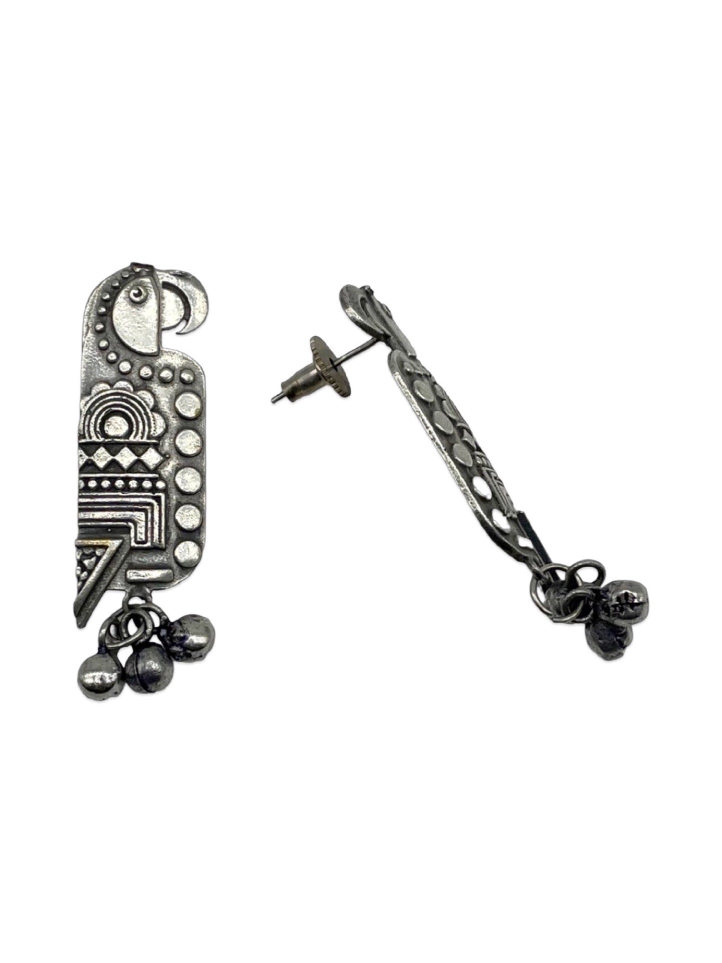 Stud Earring Parrot With Ghungroo Design