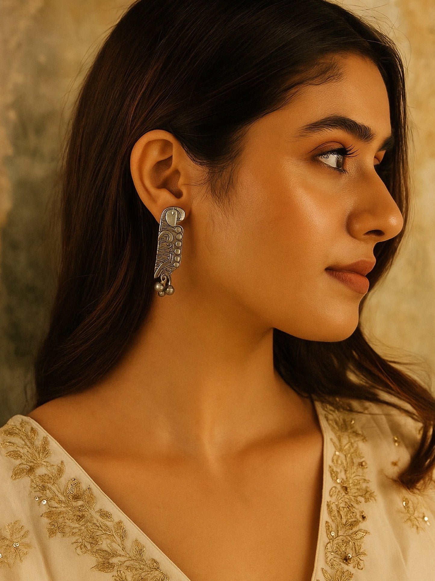 Stud Earring Parrot With Ghungroo Design