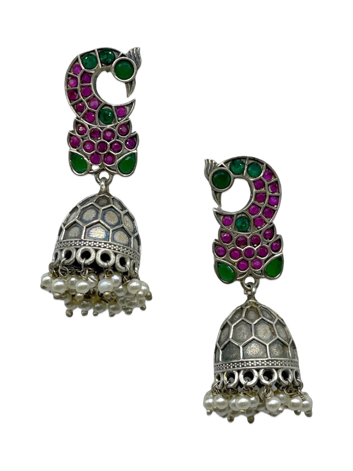 Jhumka Earring Peacock With Pearl Design
