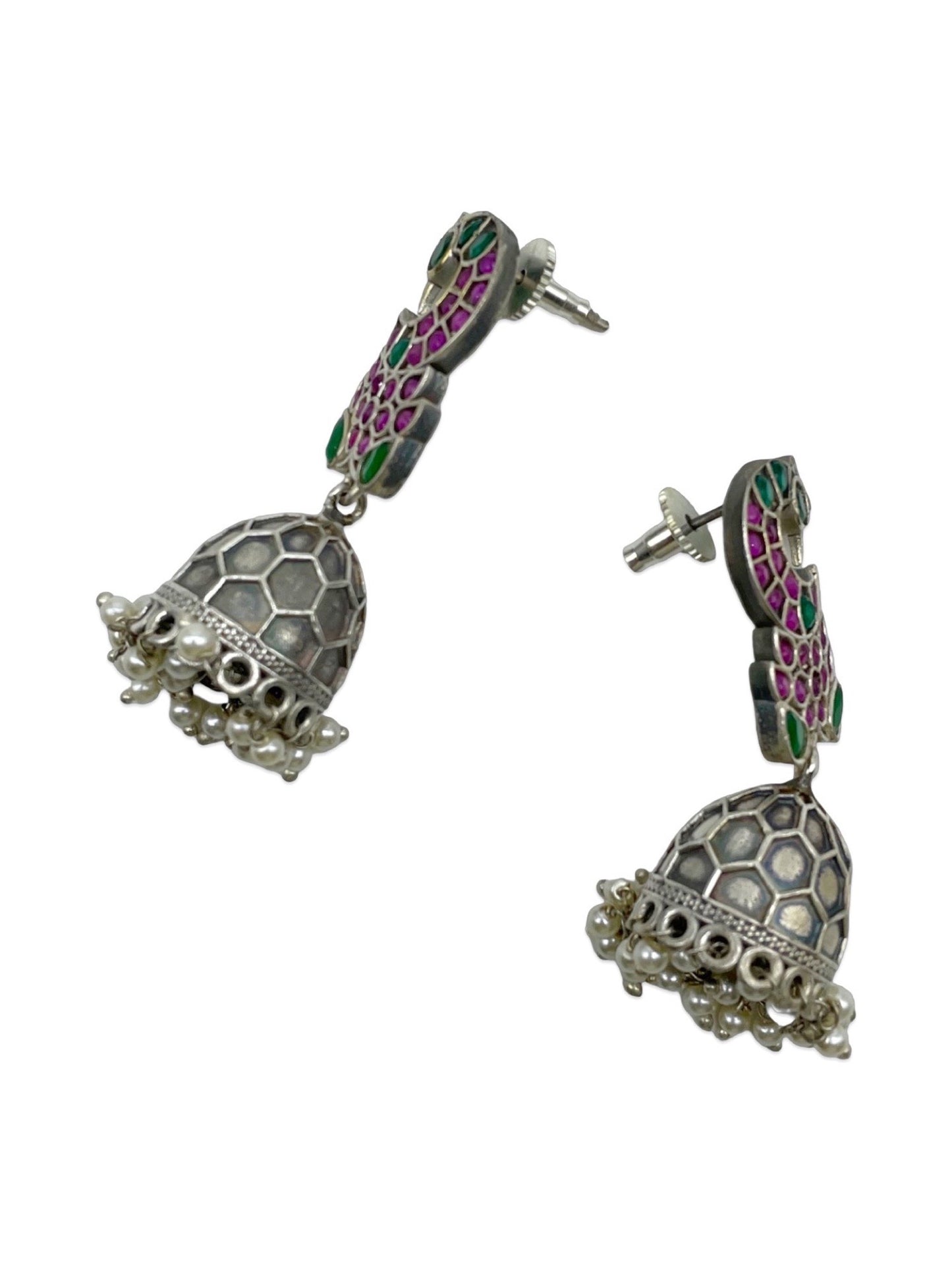 Jhumka Earring Peacock With Pearl Design