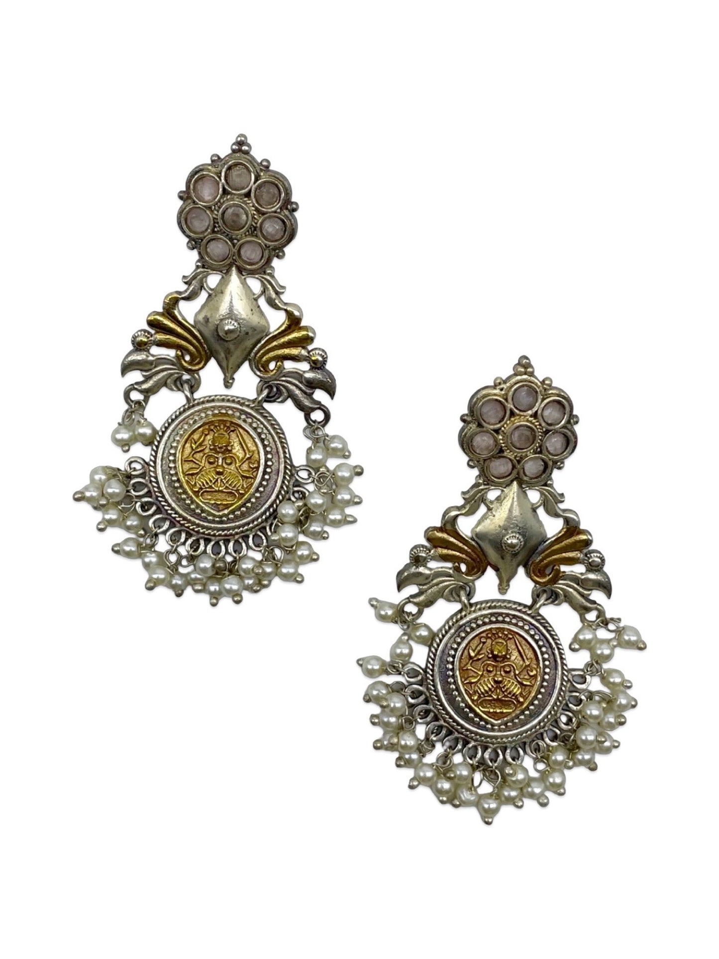 Chandelier Earrings Peacock Design With Pearl
