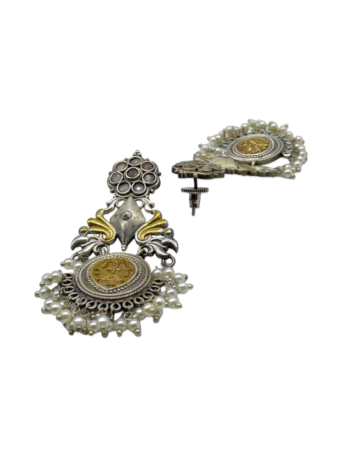 Chandelier Earrings Peacock Design With Pearl